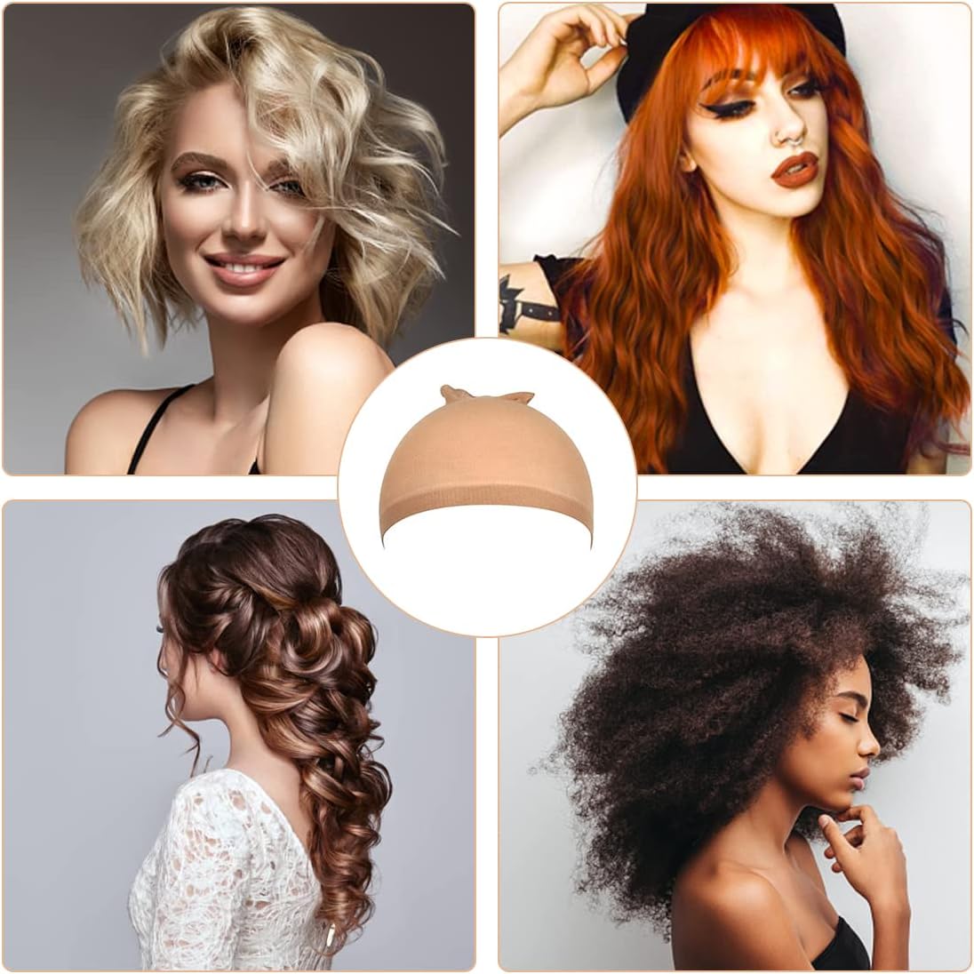 Casquettes de perruque - 6 pièces - nylon extensible doux, respirant, unisexe