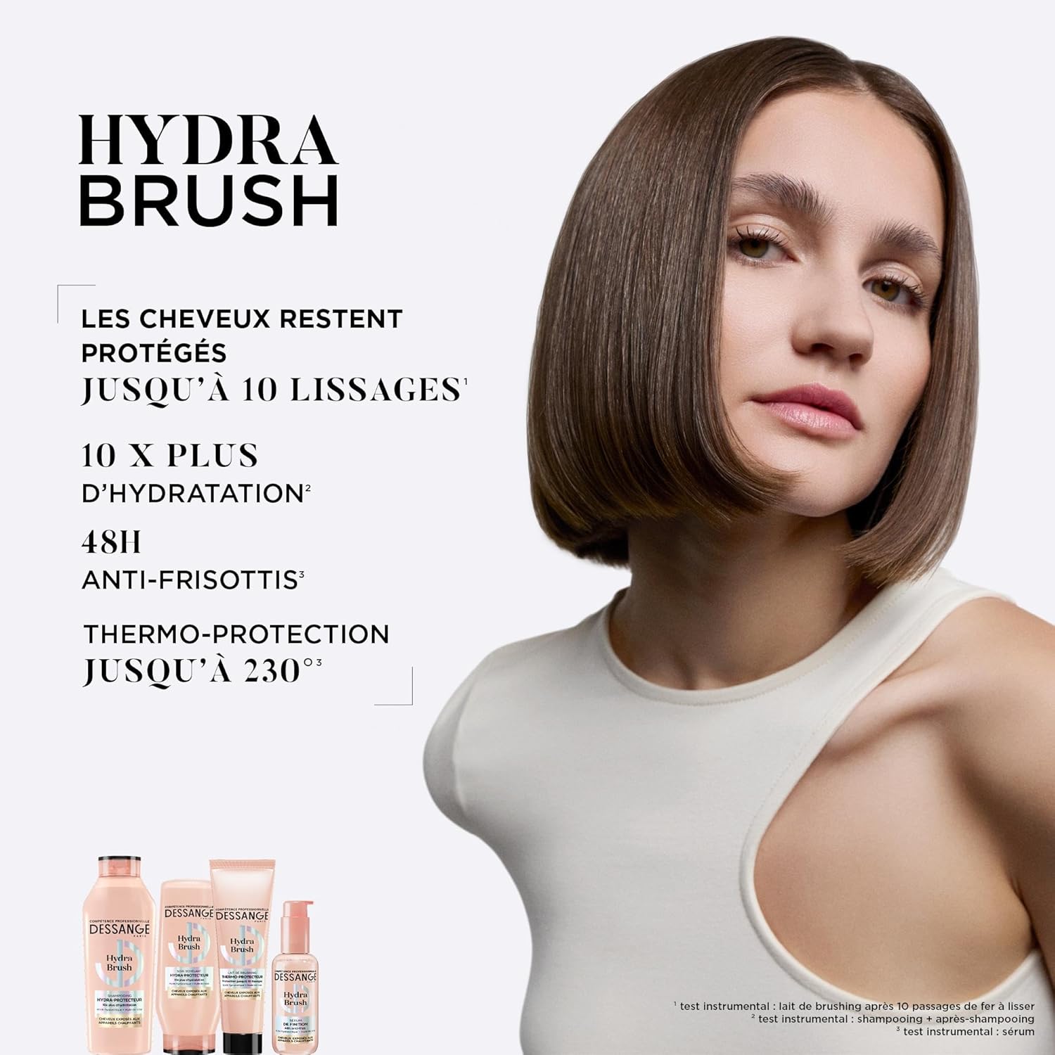 DESSANGE - Hydra-Protectrice Hydra Brush - 280/225/140ml - Hydrate, protège cheveux exposés appareils chauffants