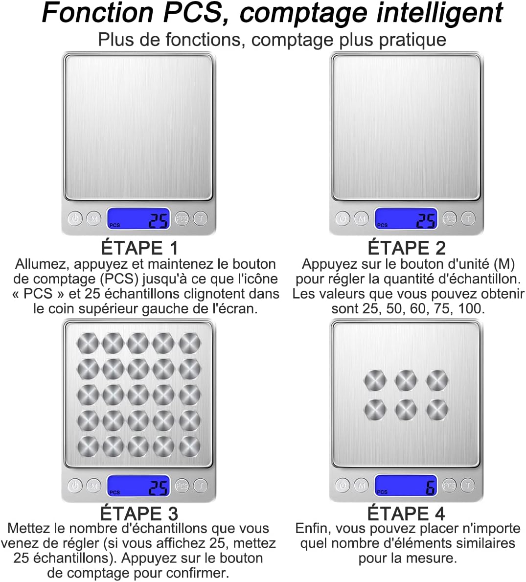 Diyife - Balance de précision 500g/0.01g - écran LCD, tare, PCS