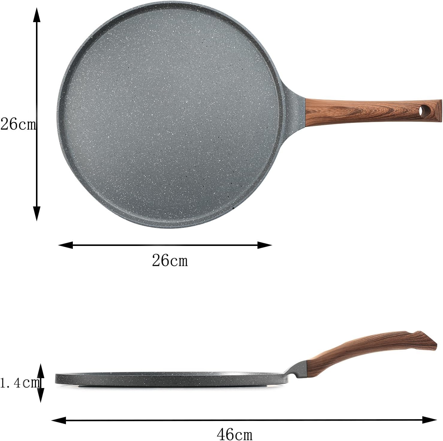 SENSARTE - poêle à crêpes - 26 cm - revêtement granit induction