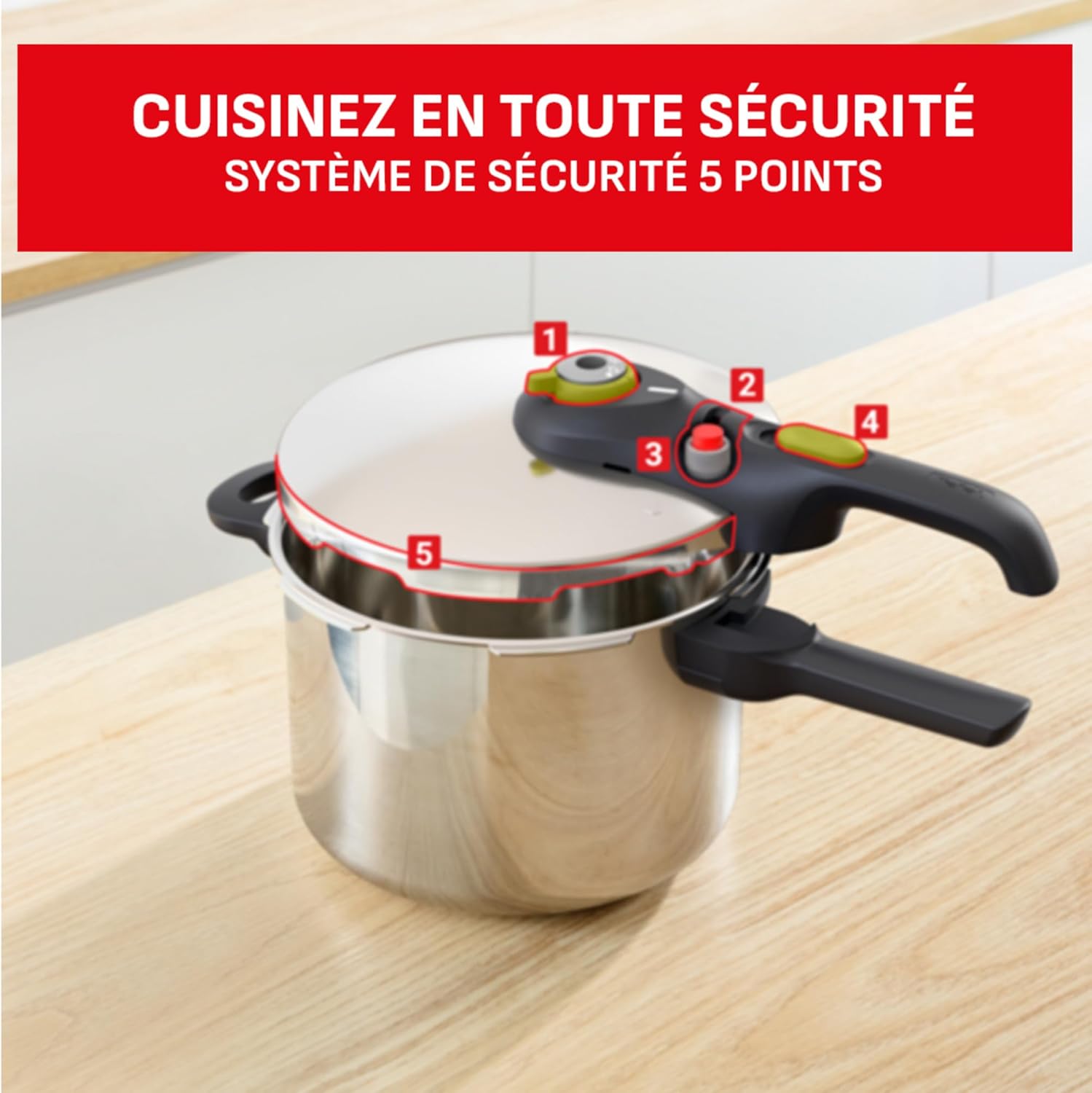 Tefal - Secure 5 Neo - 6L inox - cuisson rapide, 2 programmes, P2530738
