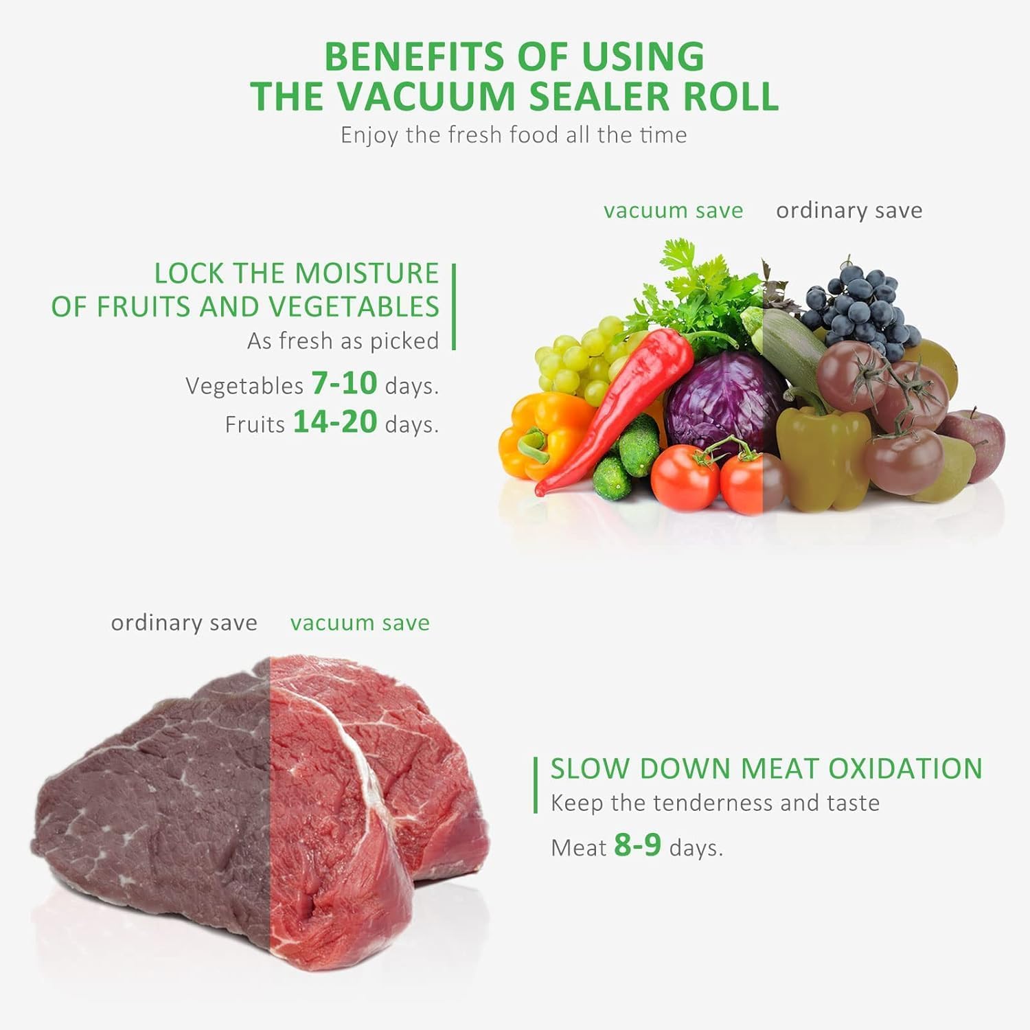 KitchenBoss - rouleaux sous vide - 28x600cm - lot de 2, grande capacité