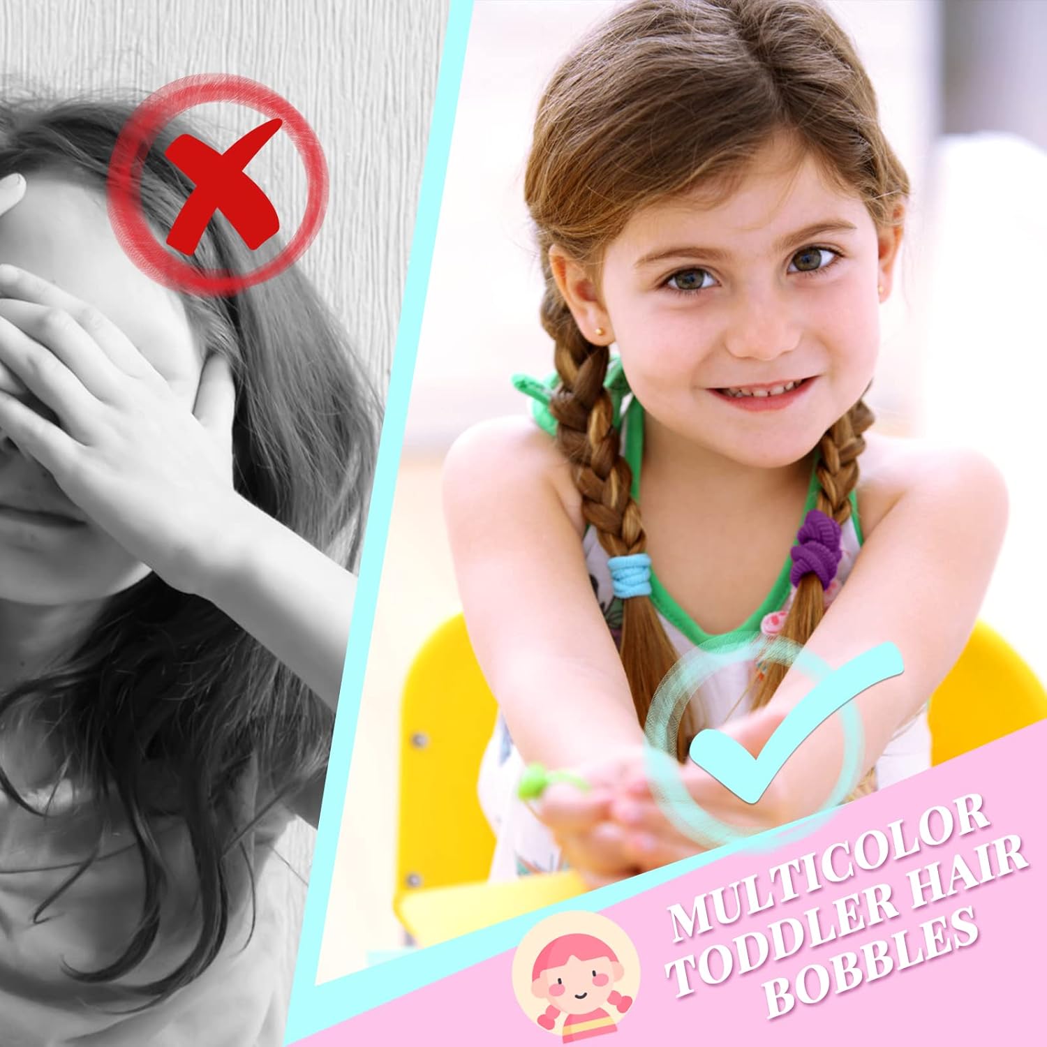 Élastiques à cheveux - multicolores - 200 pièces - doux, mini, bébé, enfants