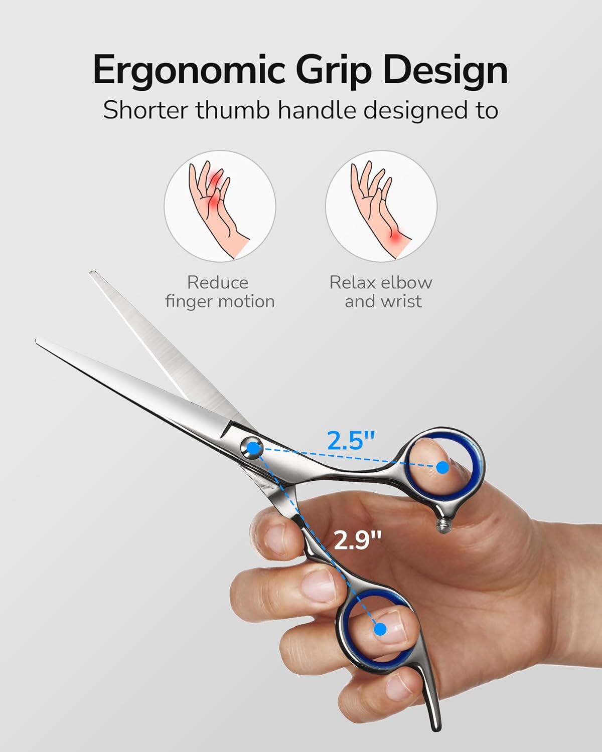 ULG - ciseaux professionnels 16,5 cm, lames rasoir, acier inox