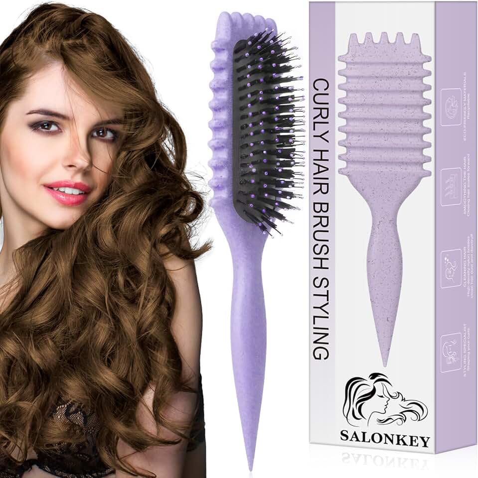 Brosse à friser - violet - design aéré, antistatique, pour boucles définies