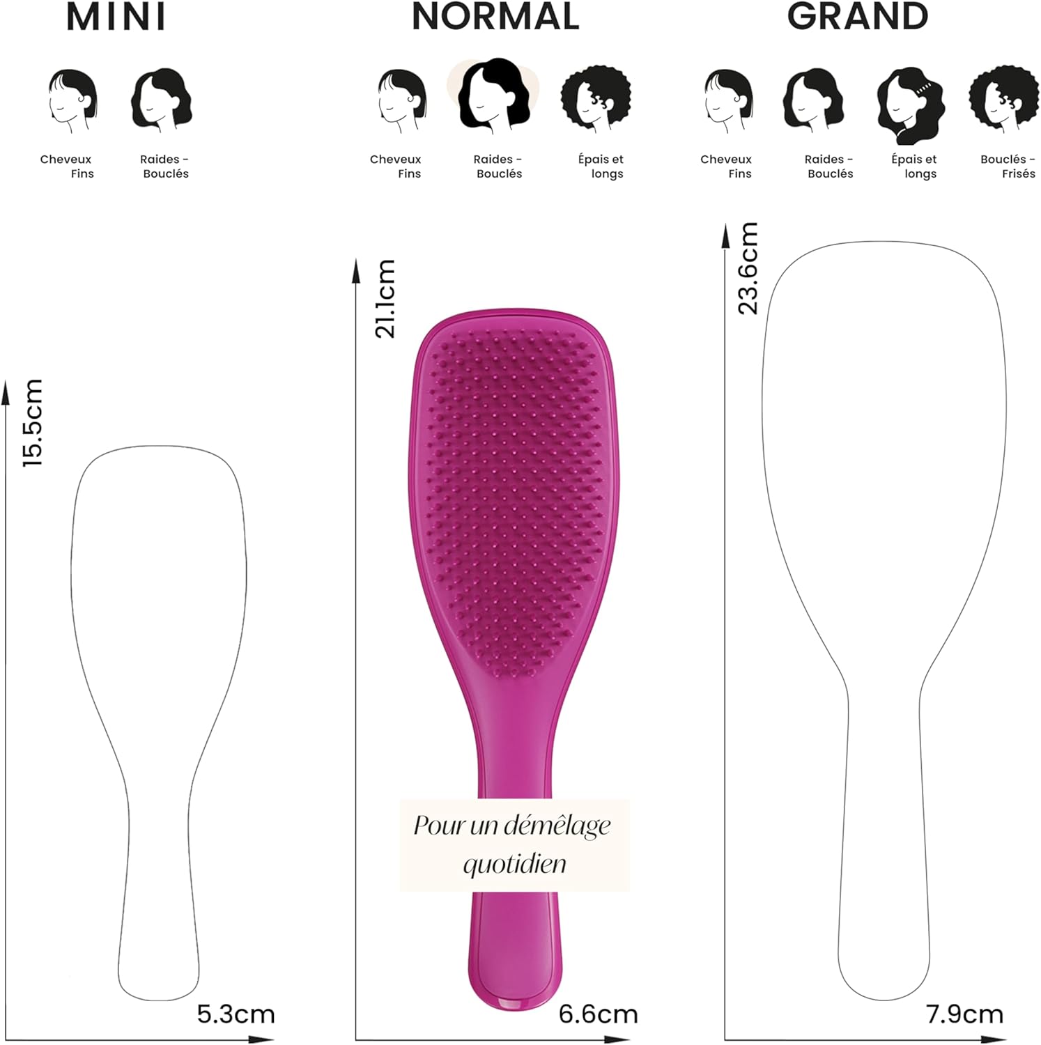 Tangle Teezer - Ultimate Detangler - démêlante, cheveux secs/mouillés, picots 2 niveaux, réduit casse, rose