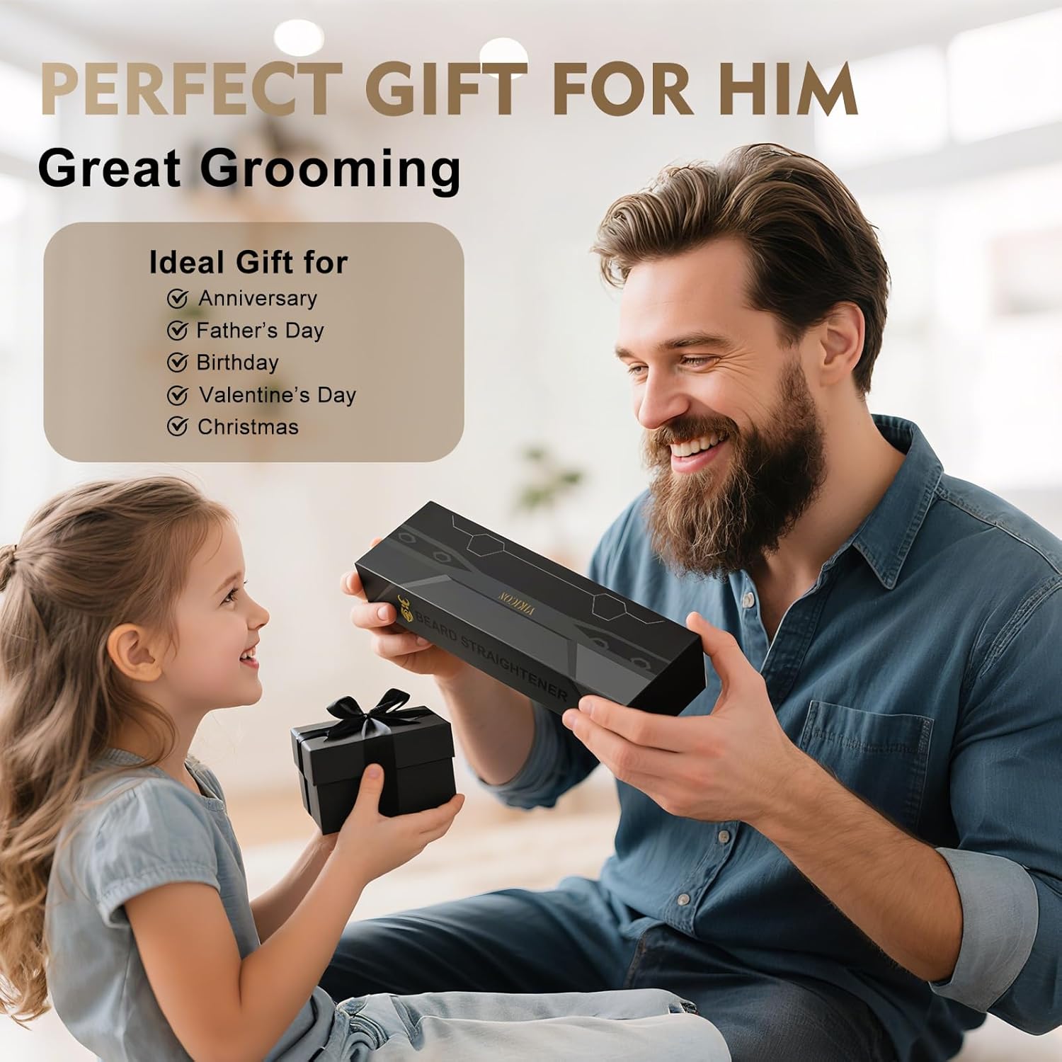 VIKICON - lisseur barbe mini - compact - ionique, chauffe rapide