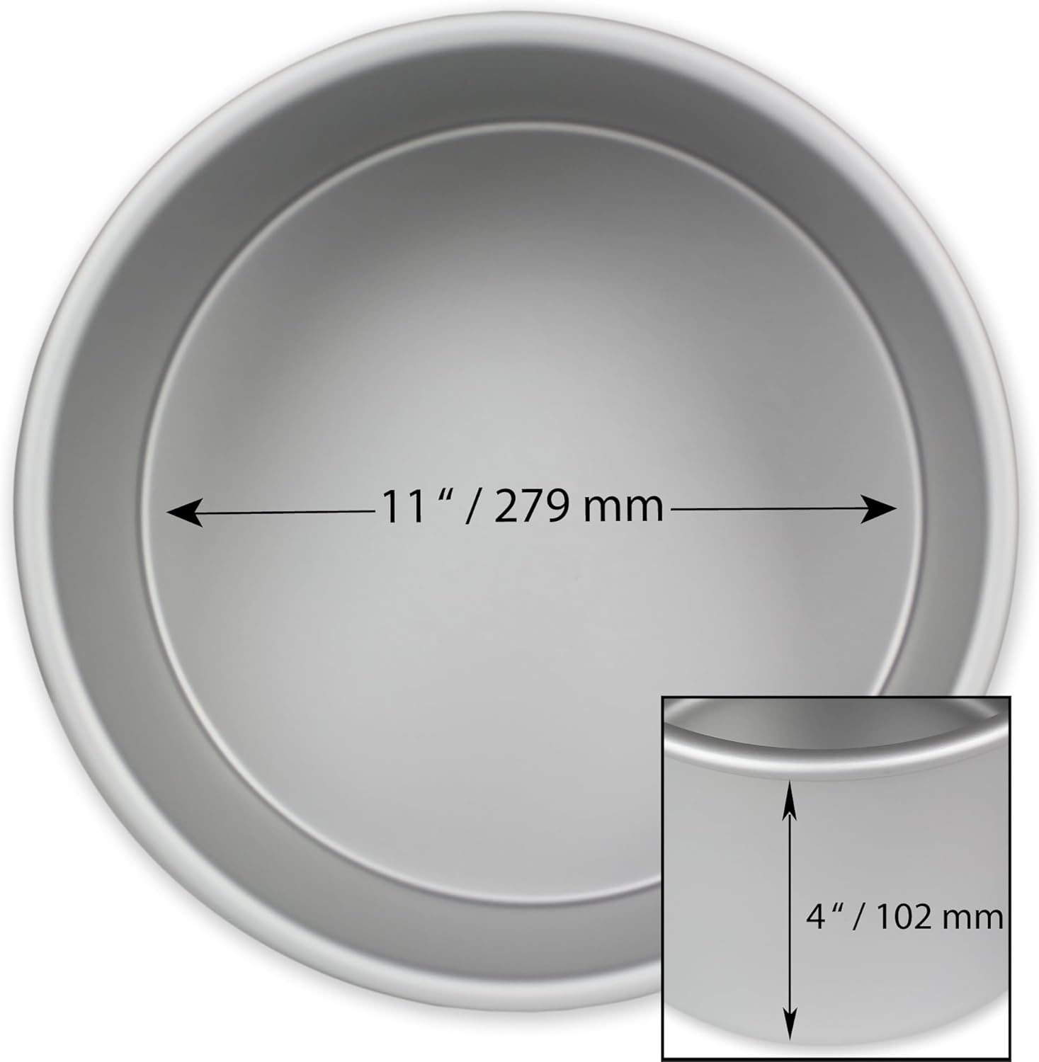 PME - moule rond en aluminium anodisé - 279x102 mm - argent