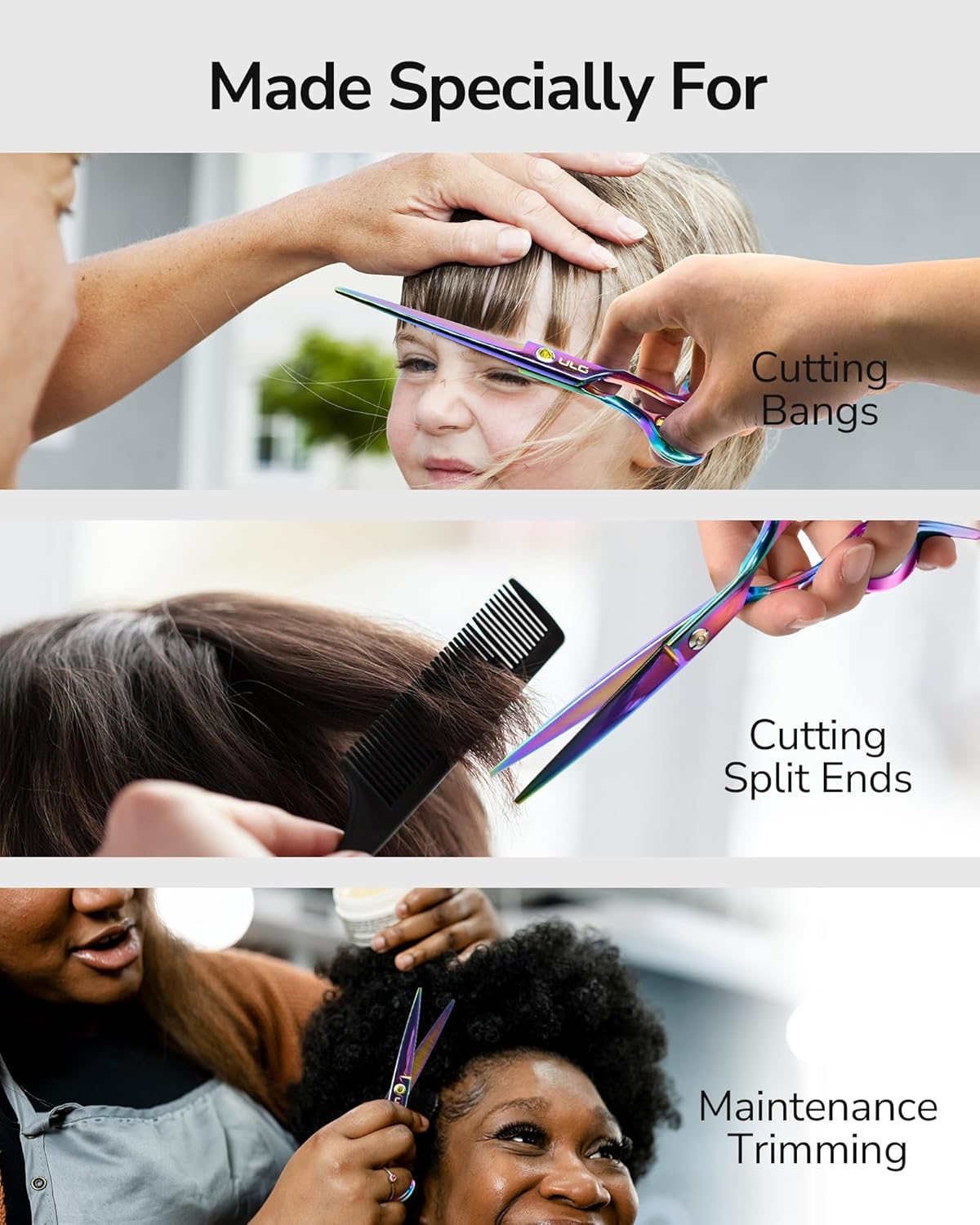 ULG – ciseaux de coiffure pro – 16,5 cm – lame rasoir inox japonais