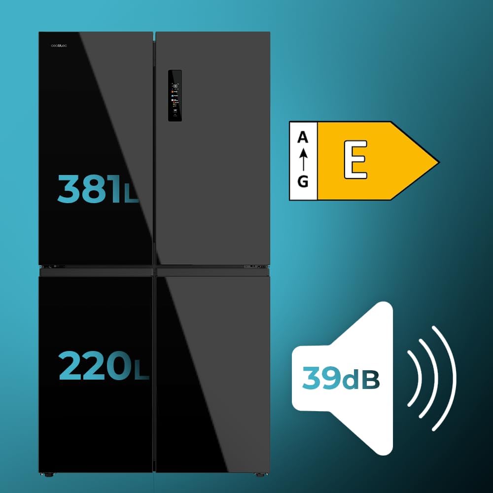 Cecotec - Bolero CoolMarket 4D, 90cm, 601L, Inverter, No Frost, 4 portes, 4D 601