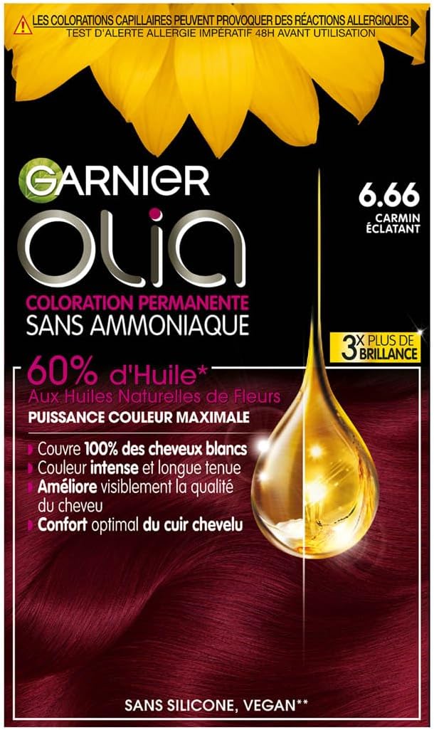 Garnier - Olia coloration cheveux - sans ammoniaque - 6.66 carmin éclatant
