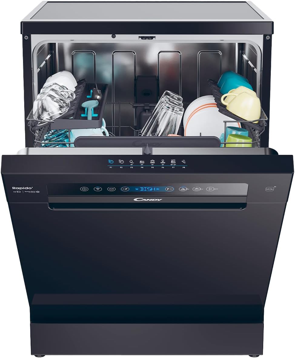 Candy - Série CF - 60x85x60 cm - 15 couverts, classe C, lavage séchage rapide, ouverture auto, contrôle à distance - CF 