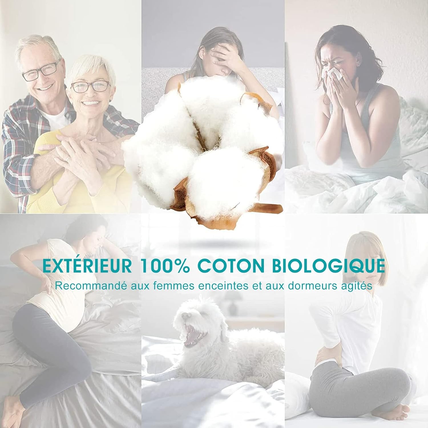 Surmatelas - Microfibre respirant, bonnet 25cm, 90x190 cm, blanc