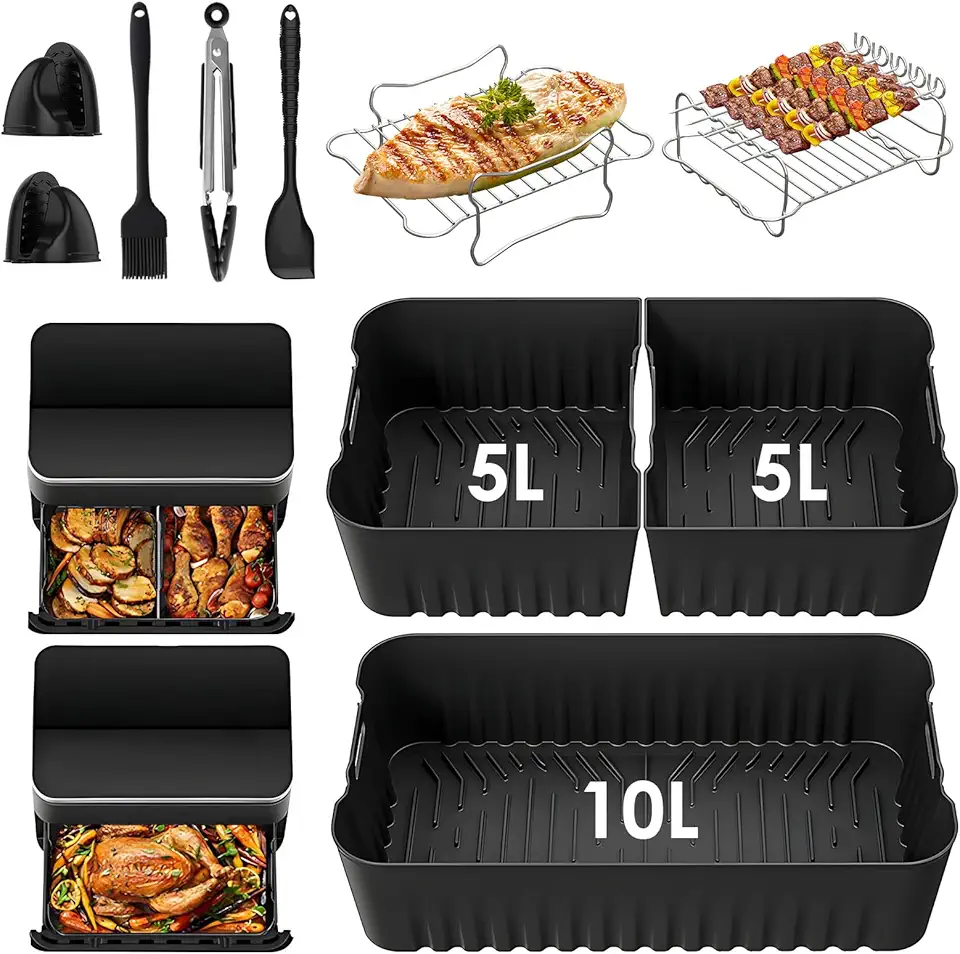 Accessoires Air Fryer - silicone réutilisable, racks, paniers, pour Cosori 10L