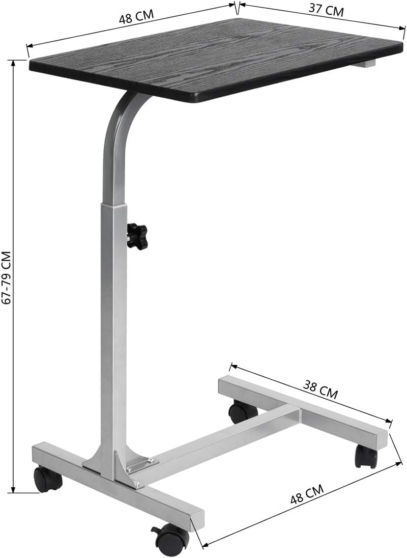Table de lit pour PC - hauteur réglable, 48x37x67cm, 4 roulettes