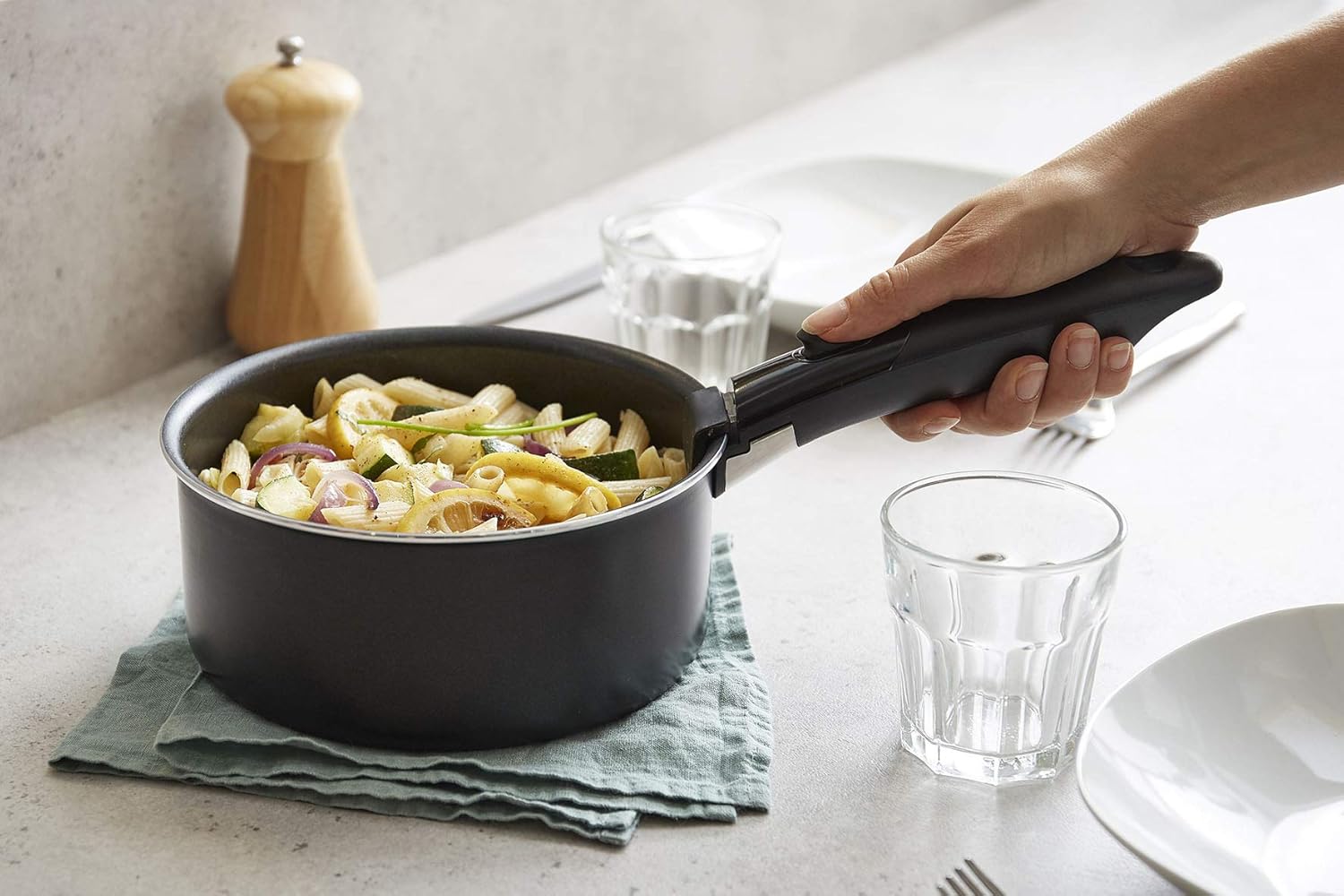 Sitram - Batterie de cuisine alu pressé 10 pièces induction poignée amovible - 713497