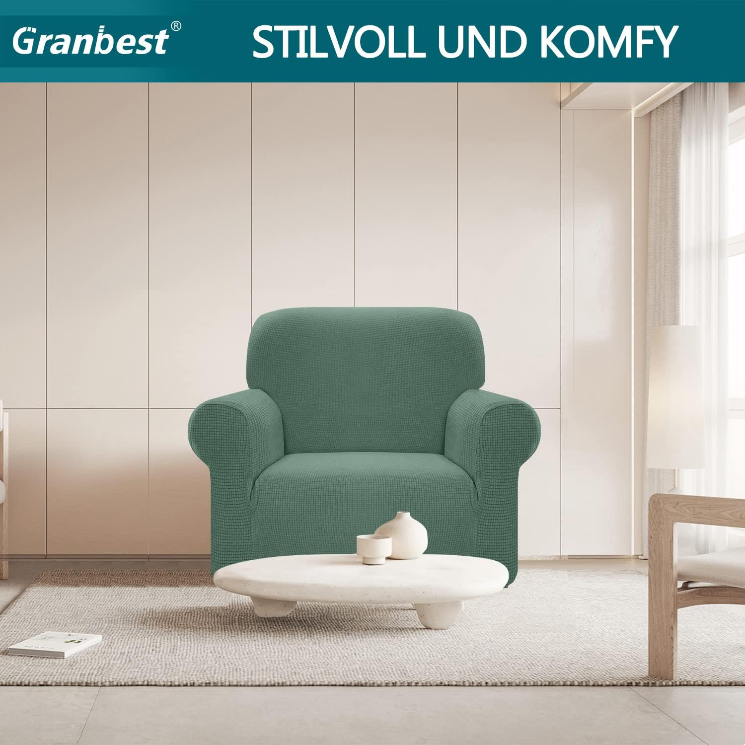 Granbest - housse canapé imperméable 1 place - élastique durable - matcha green