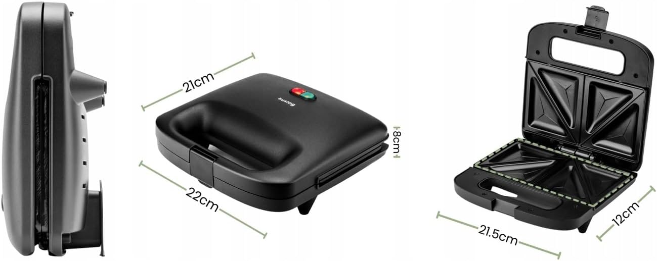 Appareil à croque-monsieur - 750W - plaques triangles - revêtement antiadhésif - dimensions compactes