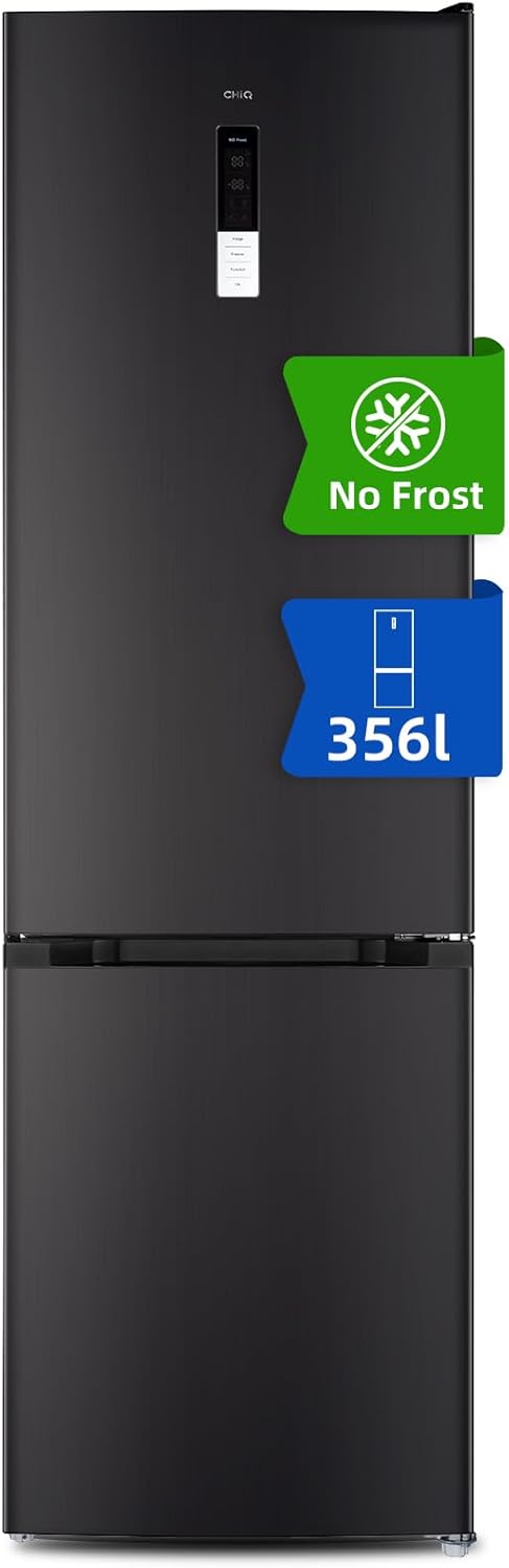 CHIQ - réfrigérateur congélateur série FBM - 356L, inox, no frost, tiroirs profonds, bac légumes, alarme porte, FBM351LE