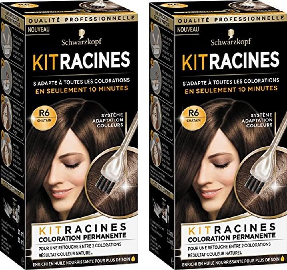 Schwarzkopf - kit coloration permanente racines - 22 ml - brun naturel, lot de 2