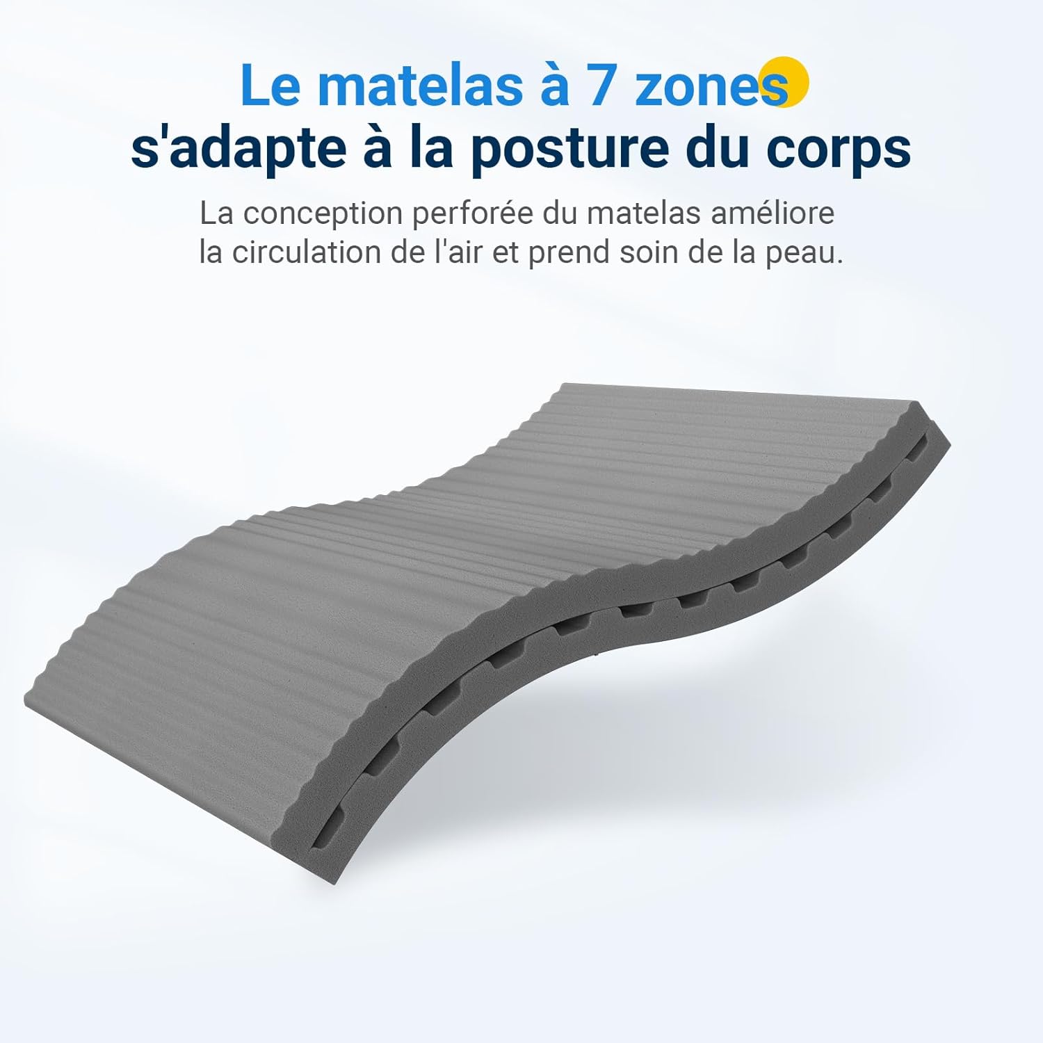 Avenco - Matelas Bamboo 7 zones - 140x200 cm - 18 cm, H3/H4, housse amovible