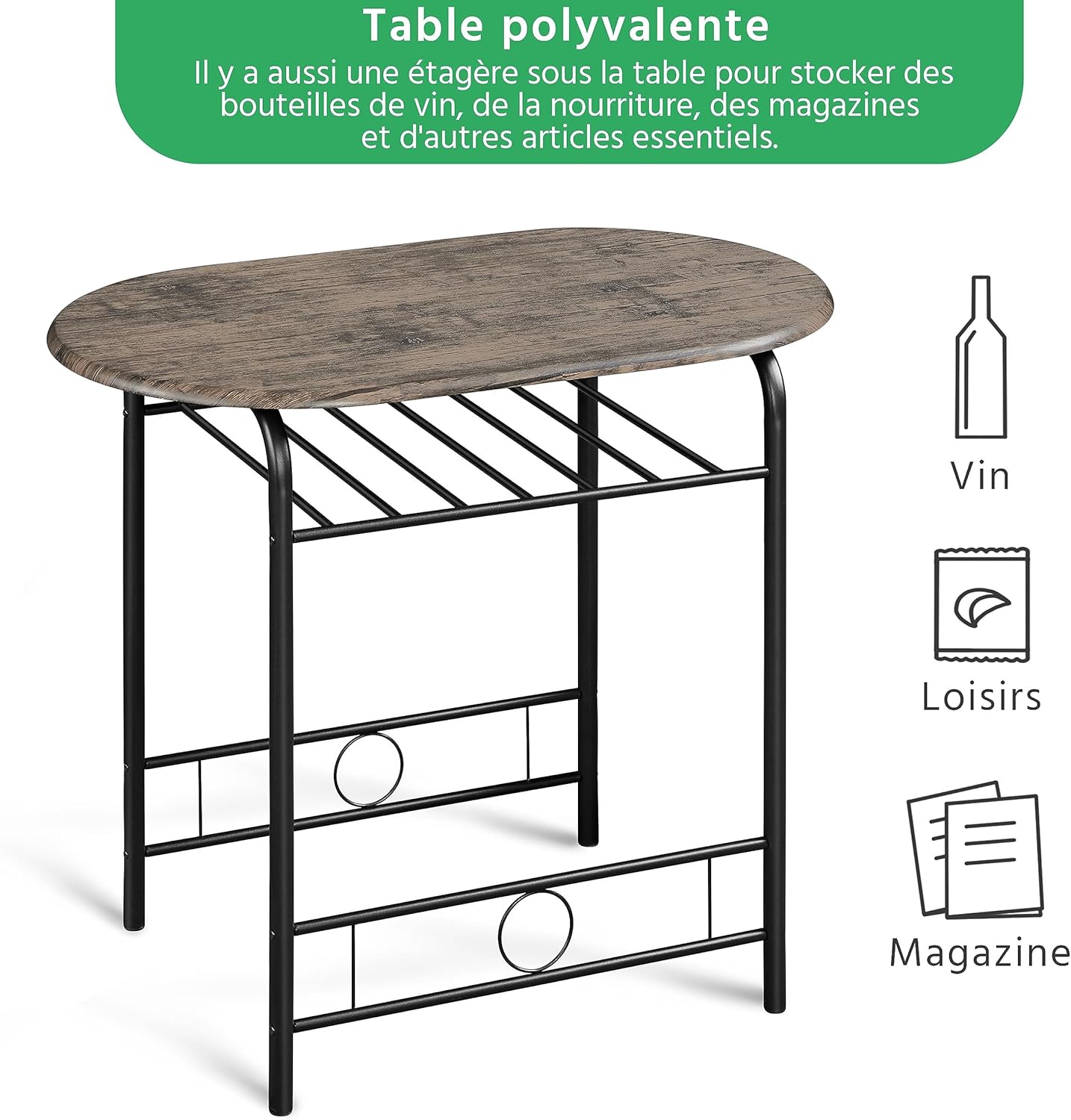 Yaheetech - Table ronde + 2 chaises - 90x53x75,5 cm - Bois métal compact
