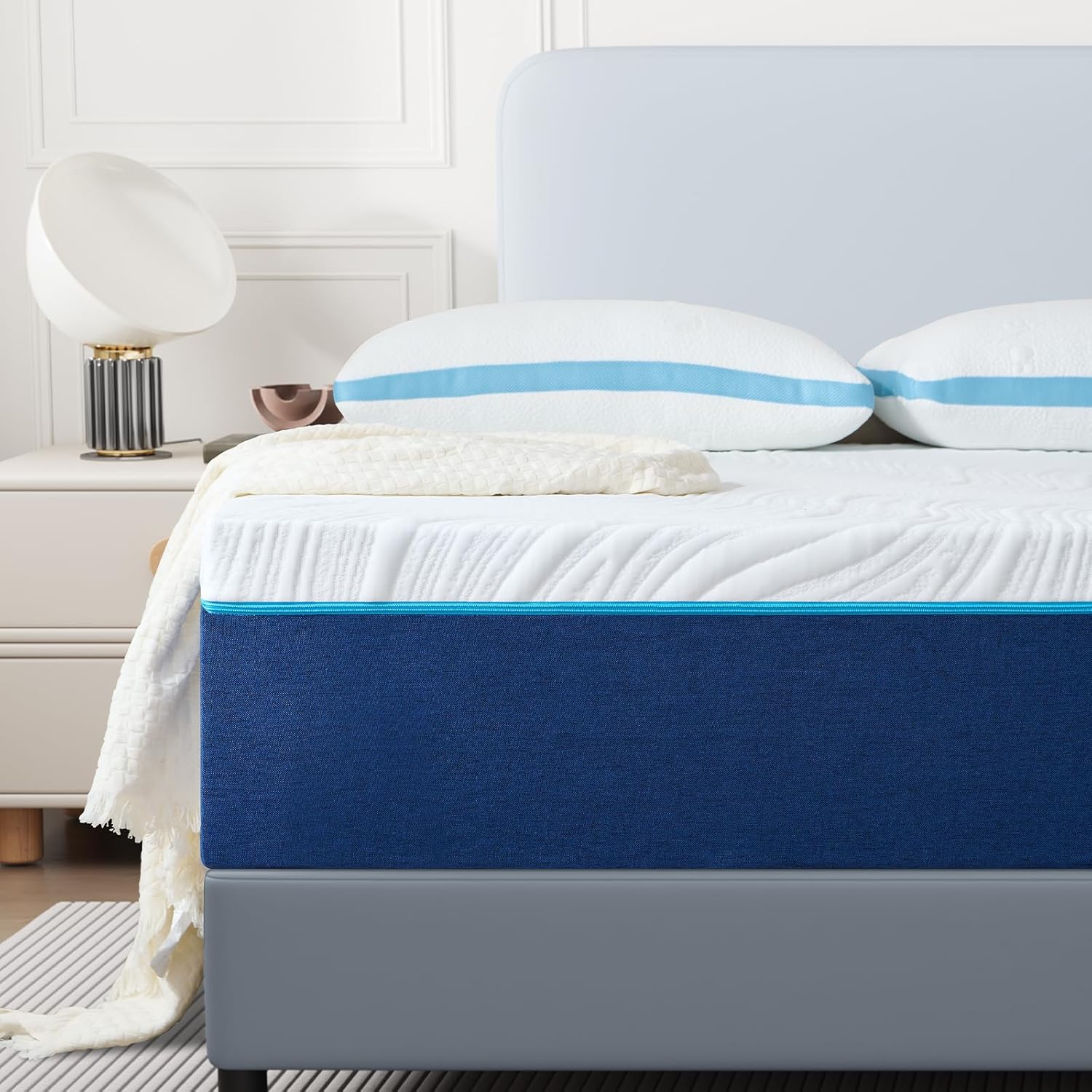 Matelas - mousse à mémoire, 90x190x16 cm, fermeté moyenne, 7 zones, réversible