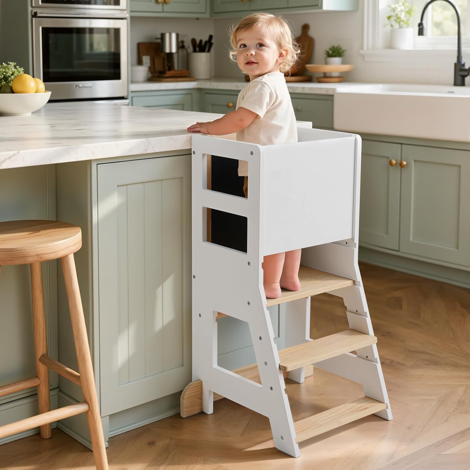 KIDINIX - Tour Montessori ajustable - tableau double-face amovible - dès 1 an