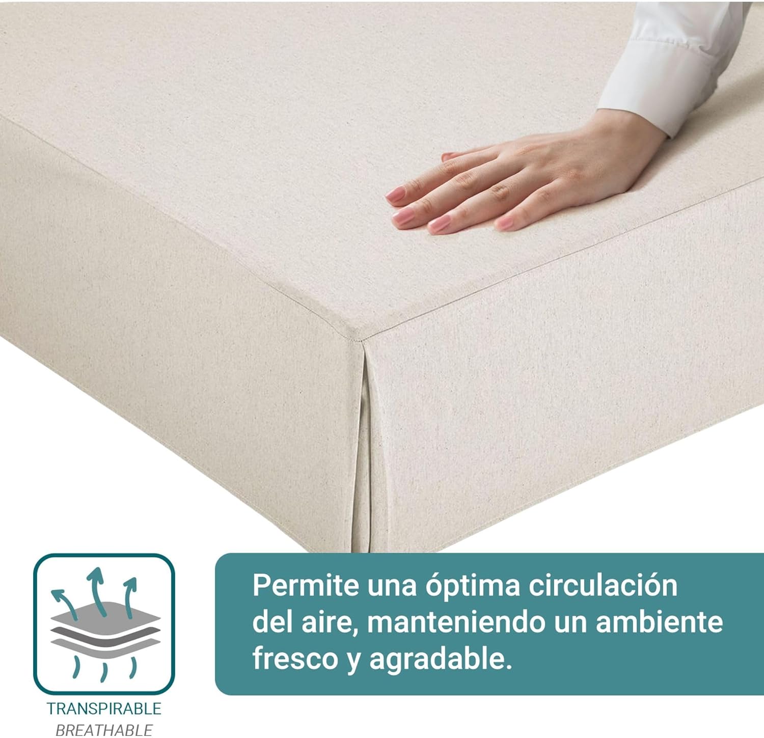 Housse de canapé - ivoire - 140x190/200 cm - antidérapante, respirante, fabriquée en Espagne