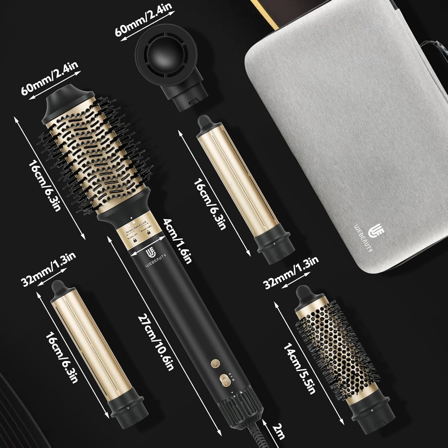 webeauty - 6 en 1 hairstyler - sèche cheveux pro, 110000TR/MIN, ions négatifs