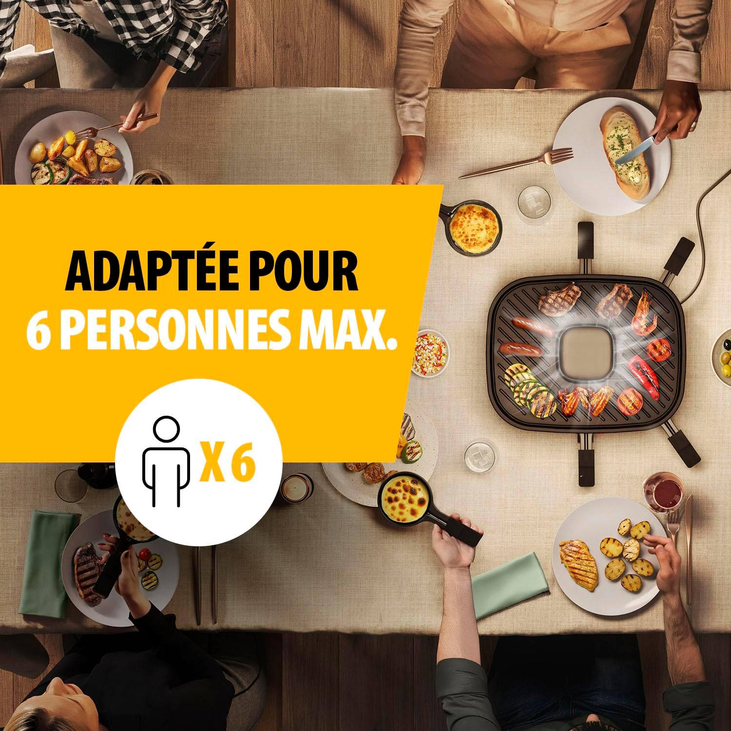 Tristar - Raclette 6 personnes - 1100W, filtration air, sans odeurs, antiadhésif, RA-2760