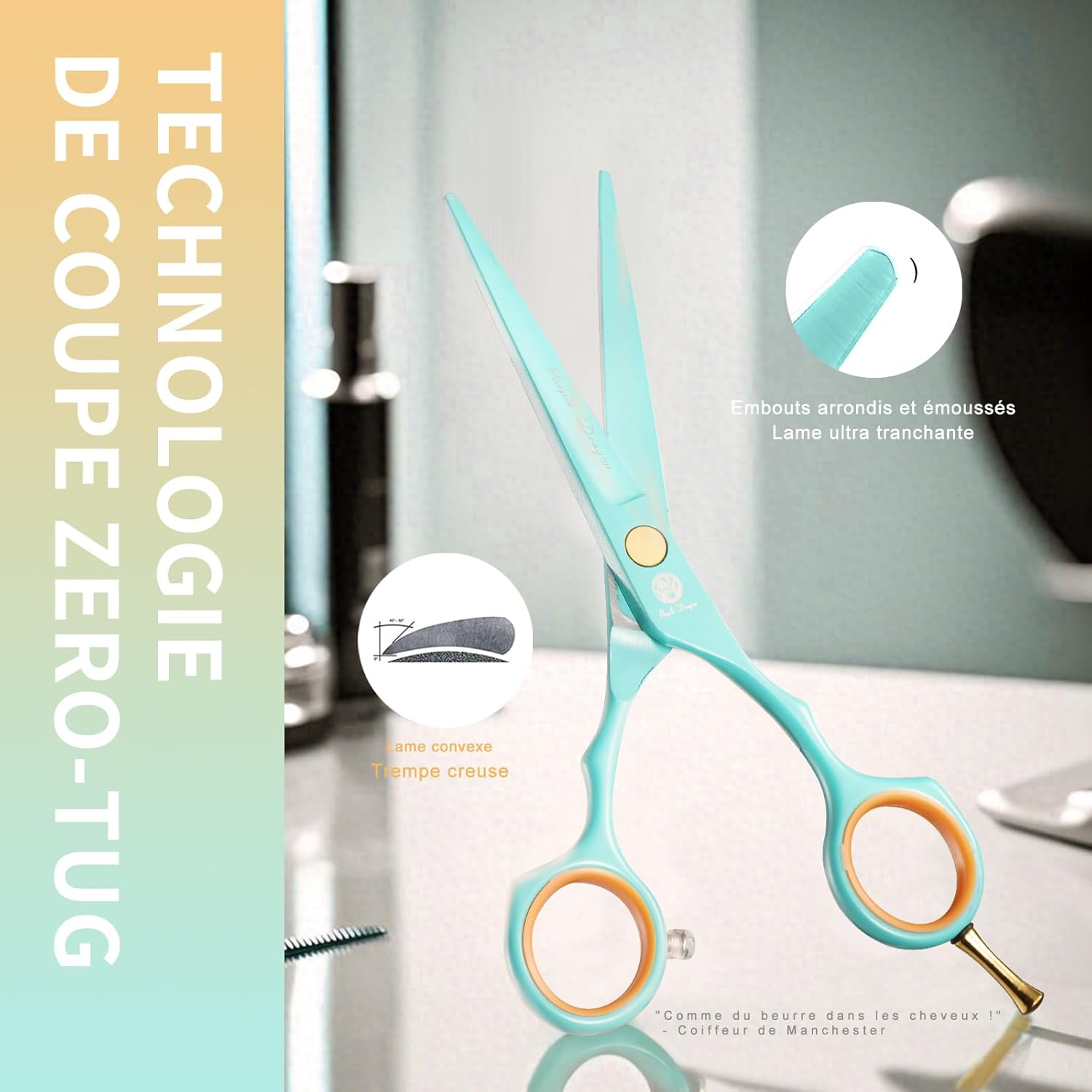 Purple Dragon - ciseaux de coiffure pro - 13,97 cm - vert, lames ultra-tranchantes