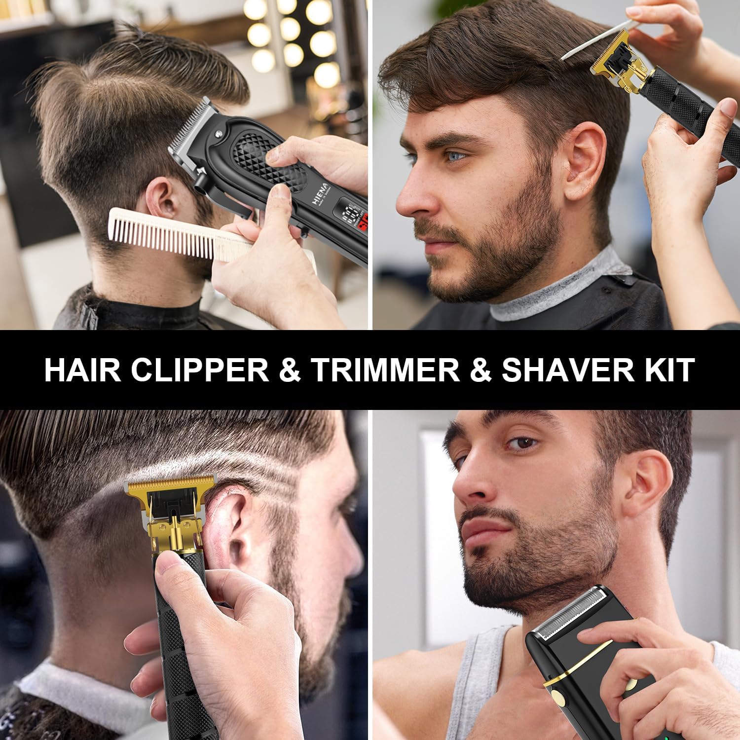 HIENA - Tondeuse Pro sans fil - kit complet, lame acier, 3 pcs