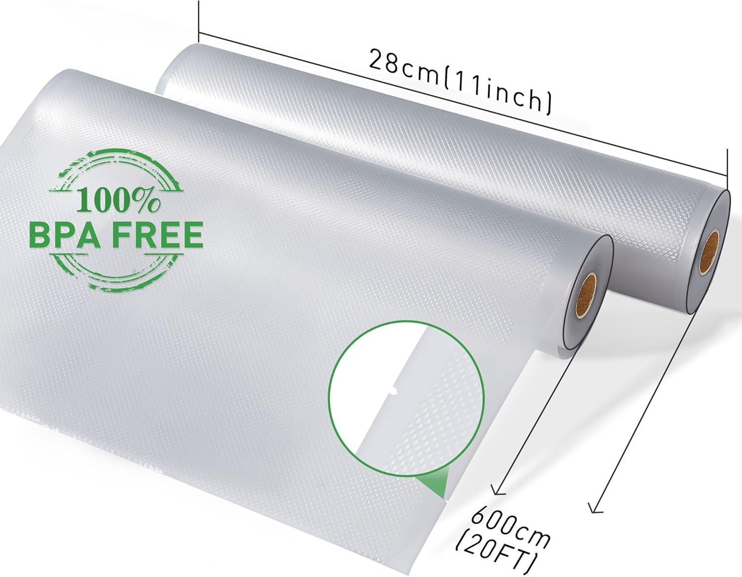 KitchenBoss - rouleaux sacs sous vide 28x600cm - sans BPA, compatibles mise sous vide