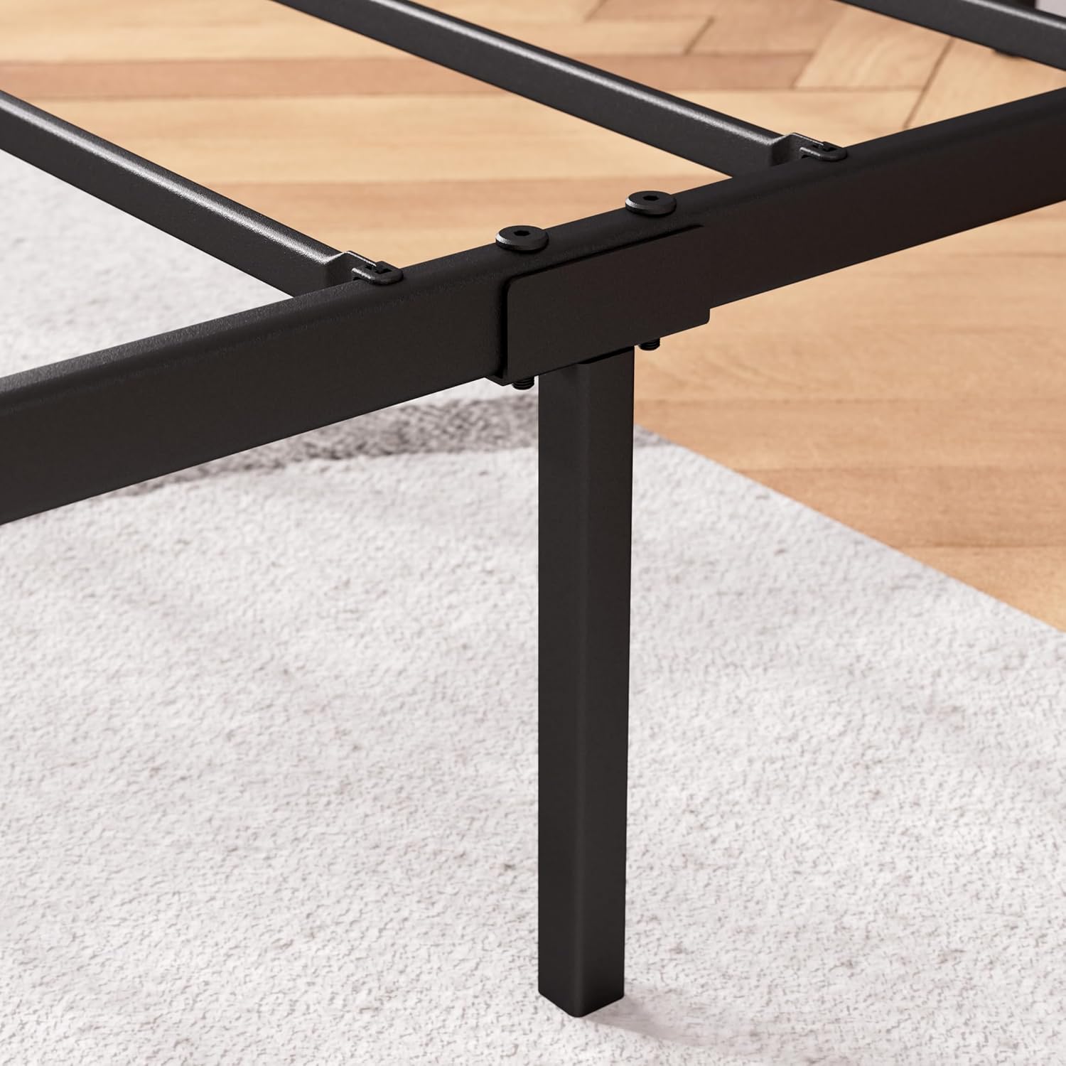 Zinus - Justin - 90x190 cm - cadre métal noir, tête de lit, rangement