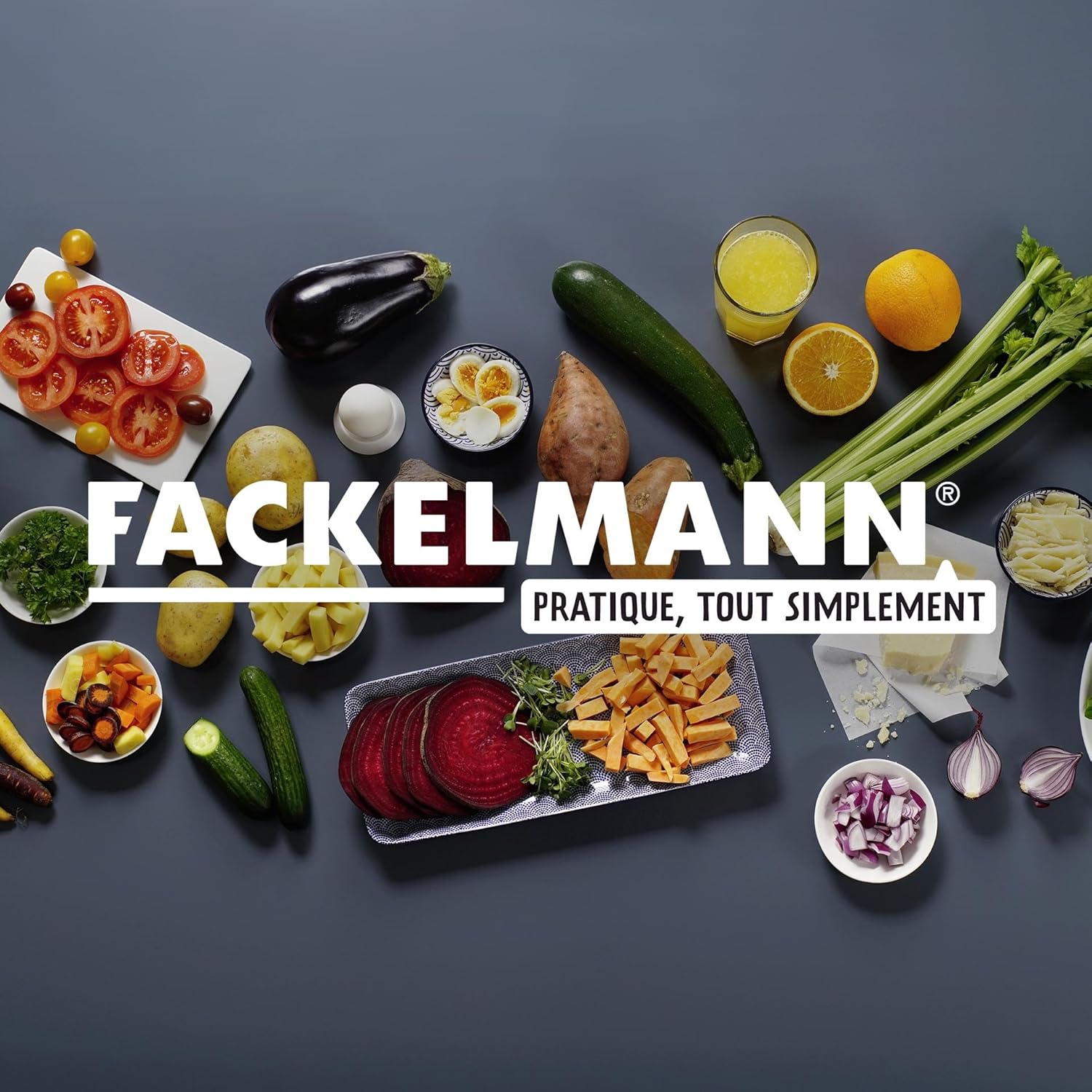 Fackelmann - Mandoline double face inox - épaisse/fine - avec support, blanc/noir