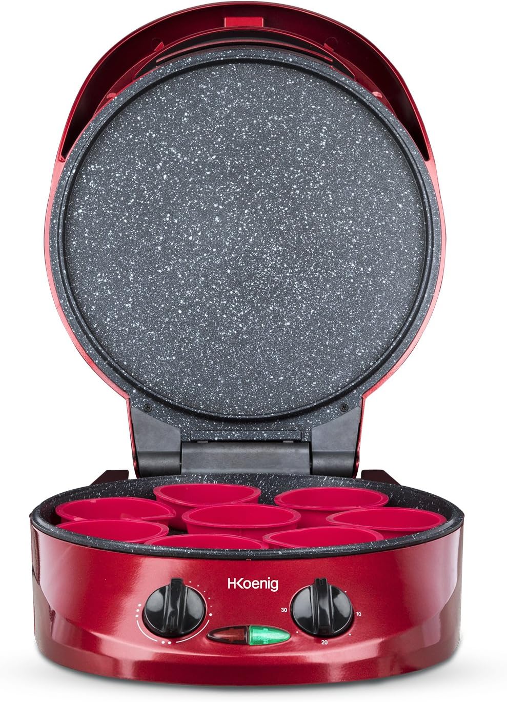 H.Koenig - Tart Maker TRT180 - 9 moules - multifonction, thermostat réglable, plaques grill, ouverture 105-180° - TRT180