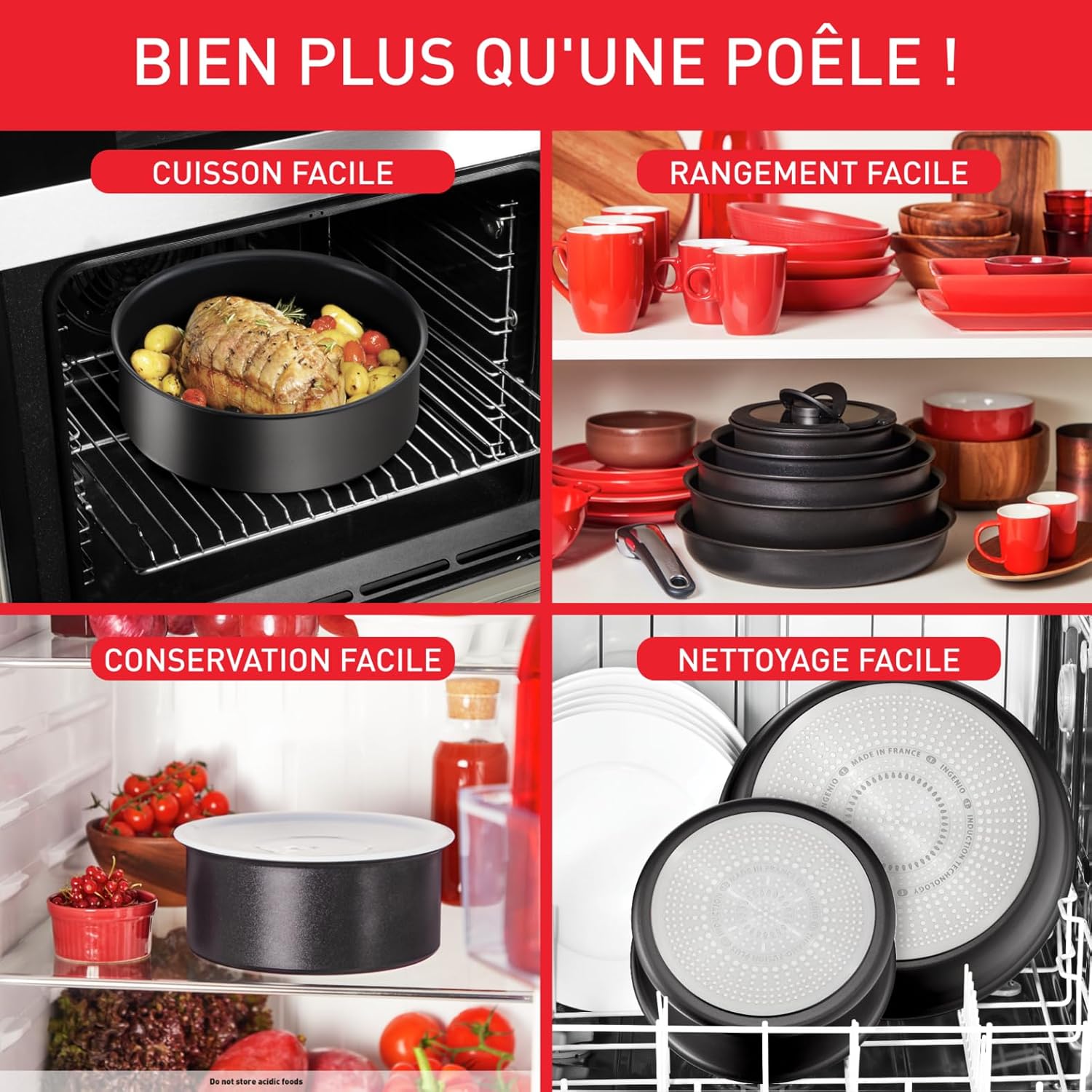 Tefal - Ingenio Easy On - batterie cuisine 20pcs, antiadhésif, lavable lave-vaisselle, non induction, L1599402
