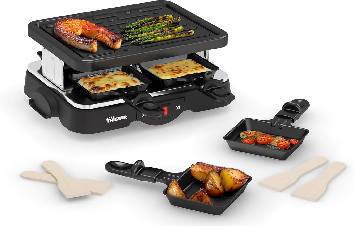 Tristar - raclette gril 4 personnes, revêtement antiadhésif, 500 W, RA-2949