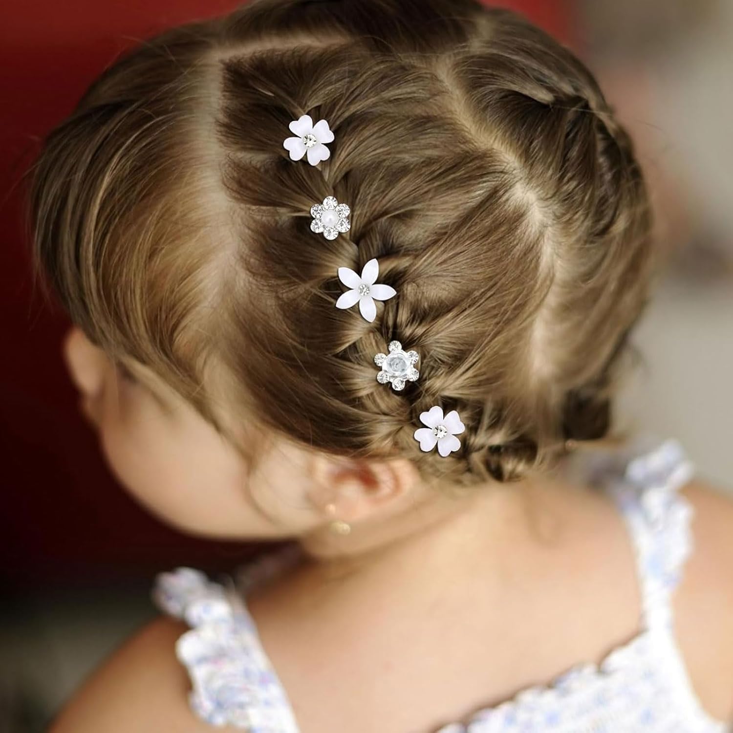 Pinces à cheveux - lot de 20 - mini fleurs strass, métal, mariage