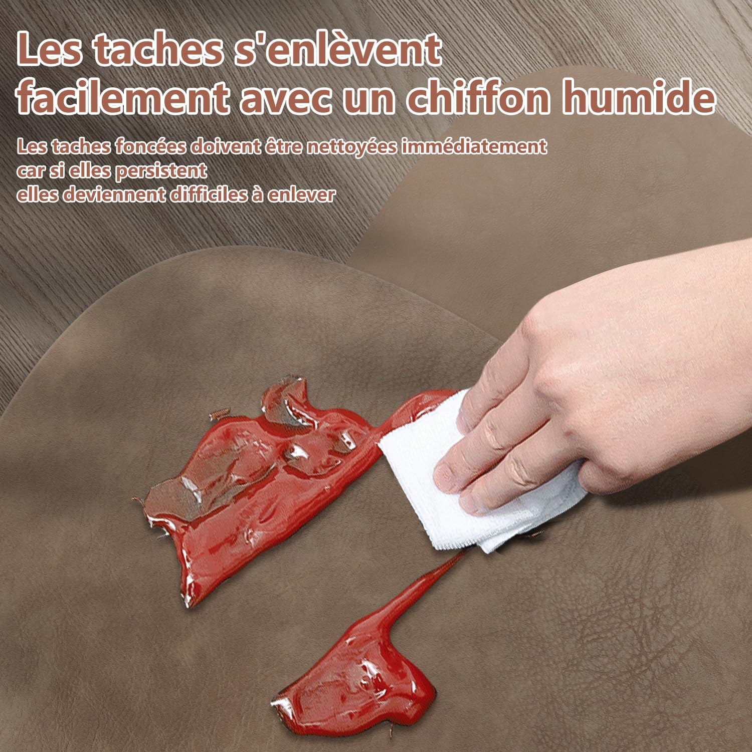 Set de table - cuir PU double face, lavable, antidérapant, 41x33cm, lot de 6