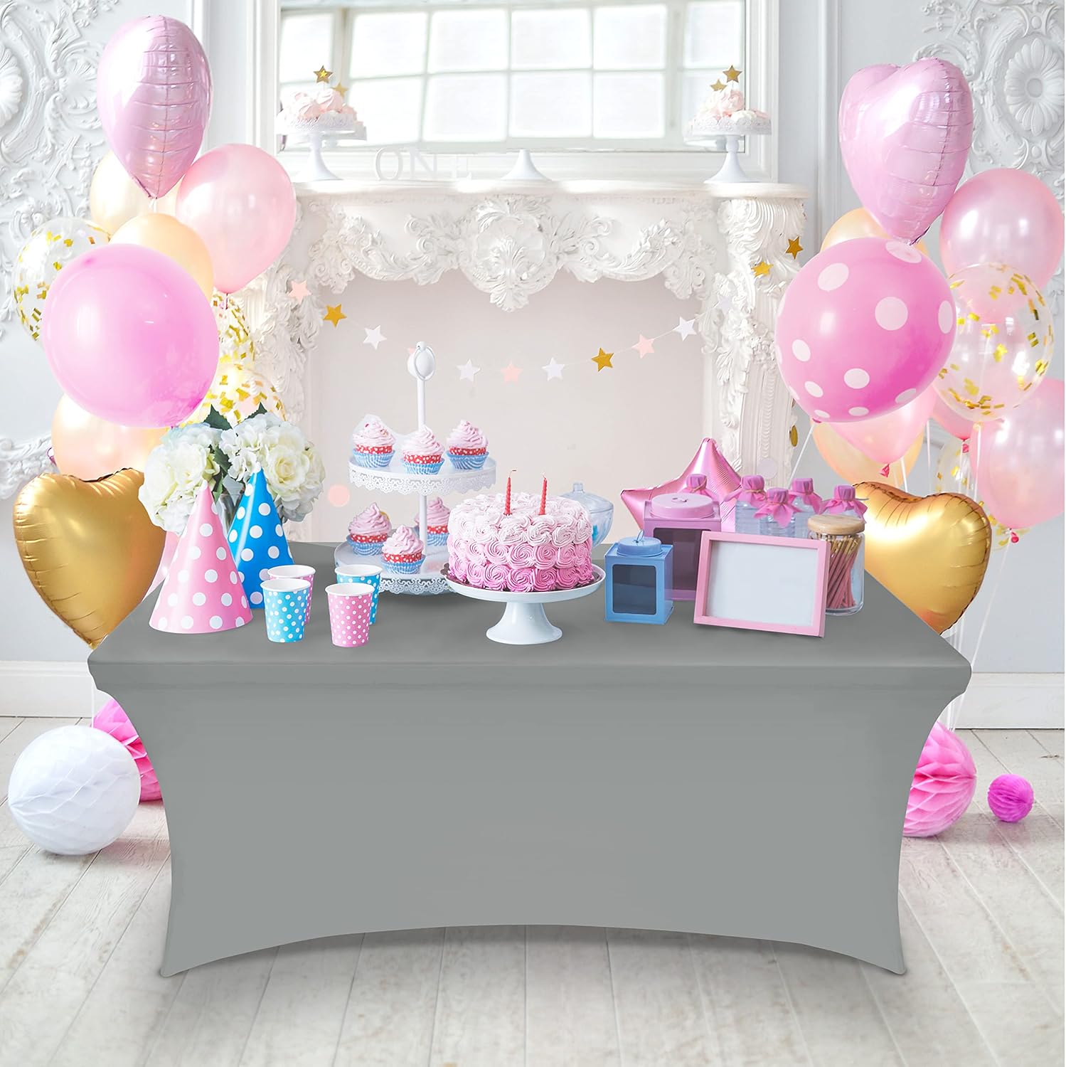 Utopia Kitchen - nappe extensible série 6ft - 183cm - polyester spandex lavable, infroissable, lot de 2, gris