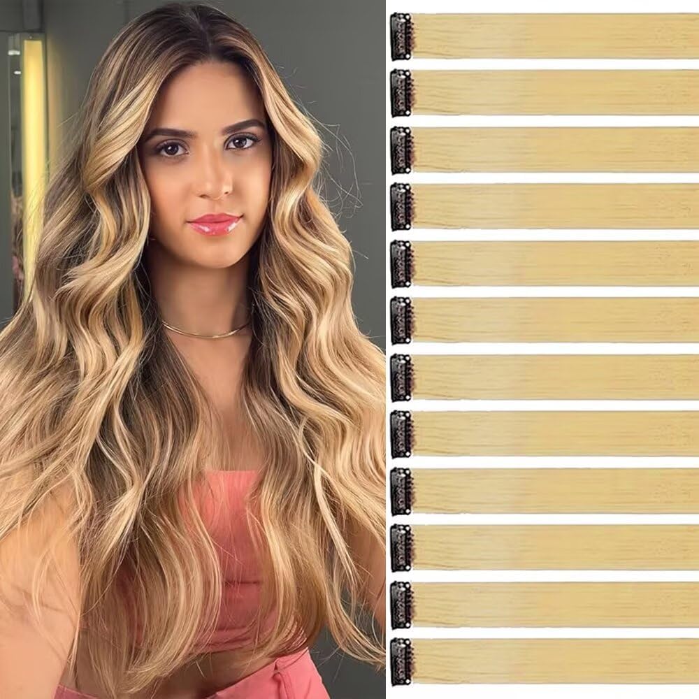 Extension de cheveux - mèches à clipser 55cm - 12 pièces colorées
