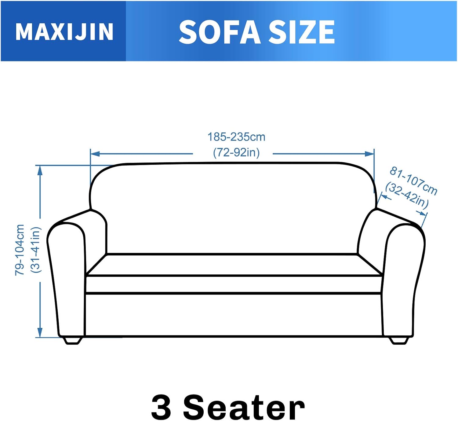 MAXIJIN - Jacquard série - 3 places - Housse canapé extensible, antidérapante, gris foncé, animaux
