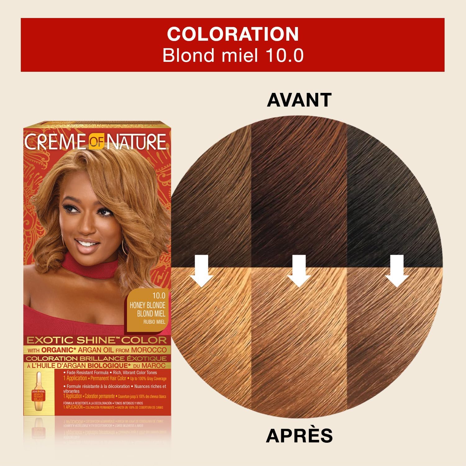 Creme of Nature - Argan Oil coloration cheveux - 10.0 Blond miel - longue tenue, couvre 100% cheveux blancs