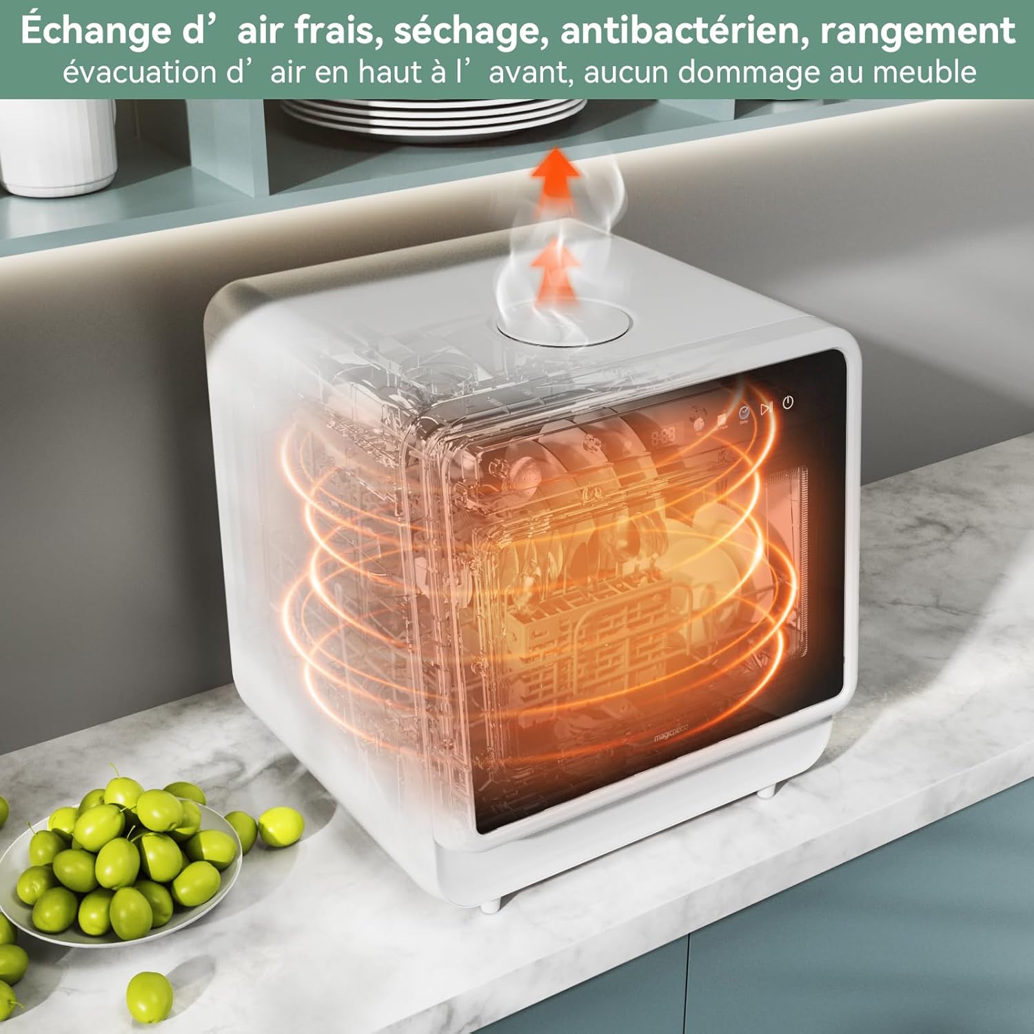 Lave-vaisselle compact de table, 5 couverts, écran couleur, 5L, 5+3 programmes