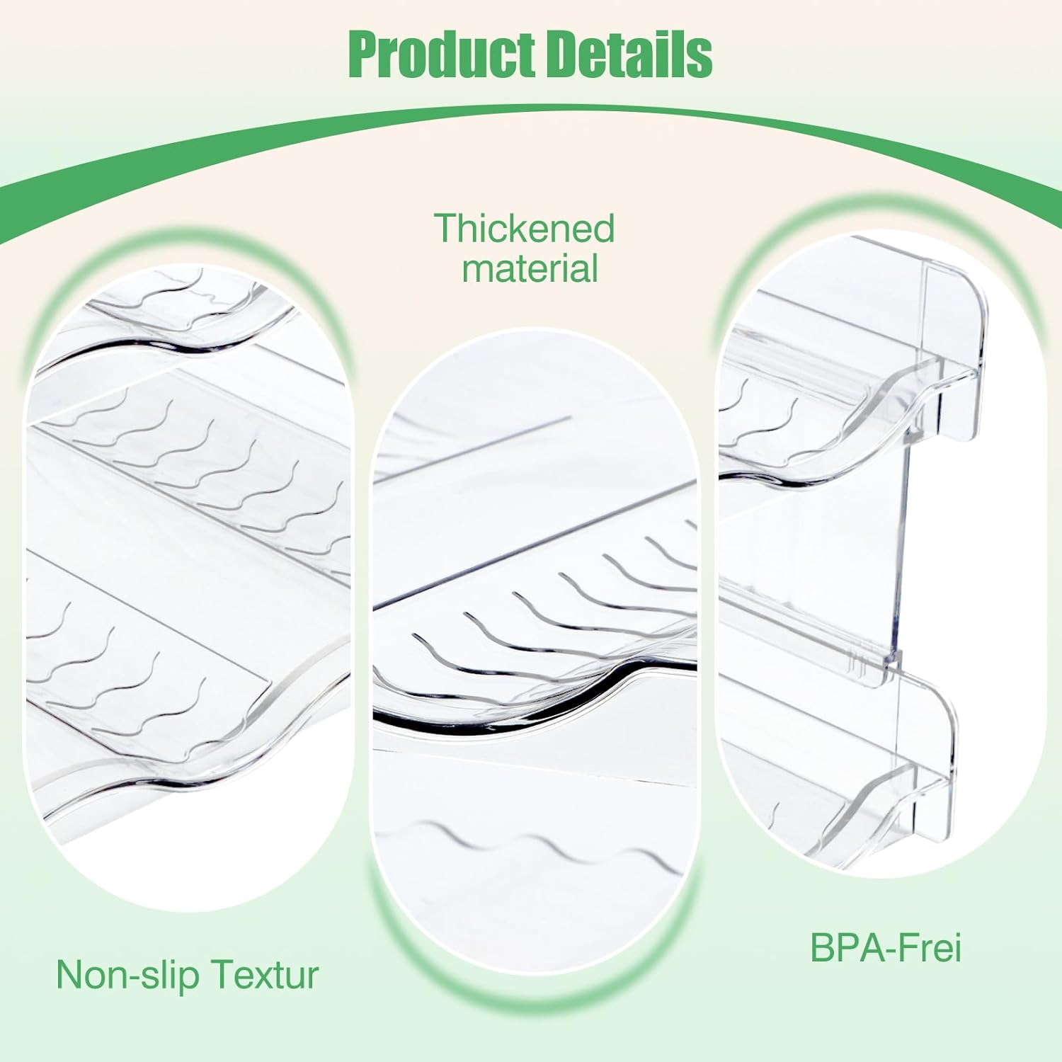 Range-bouteille plastique empilable 2 pièces, 6 bouteilles, pour frigo