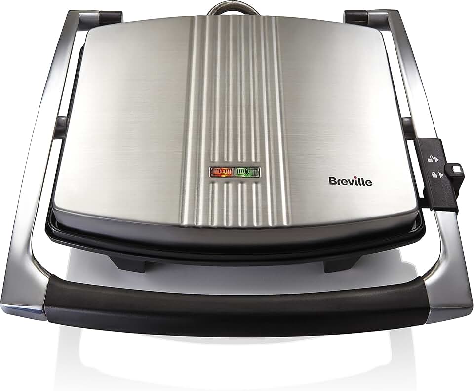 Breville - Sandwich/Panini Press 4 tranches, inox, plaques antiadhésives - VST026X