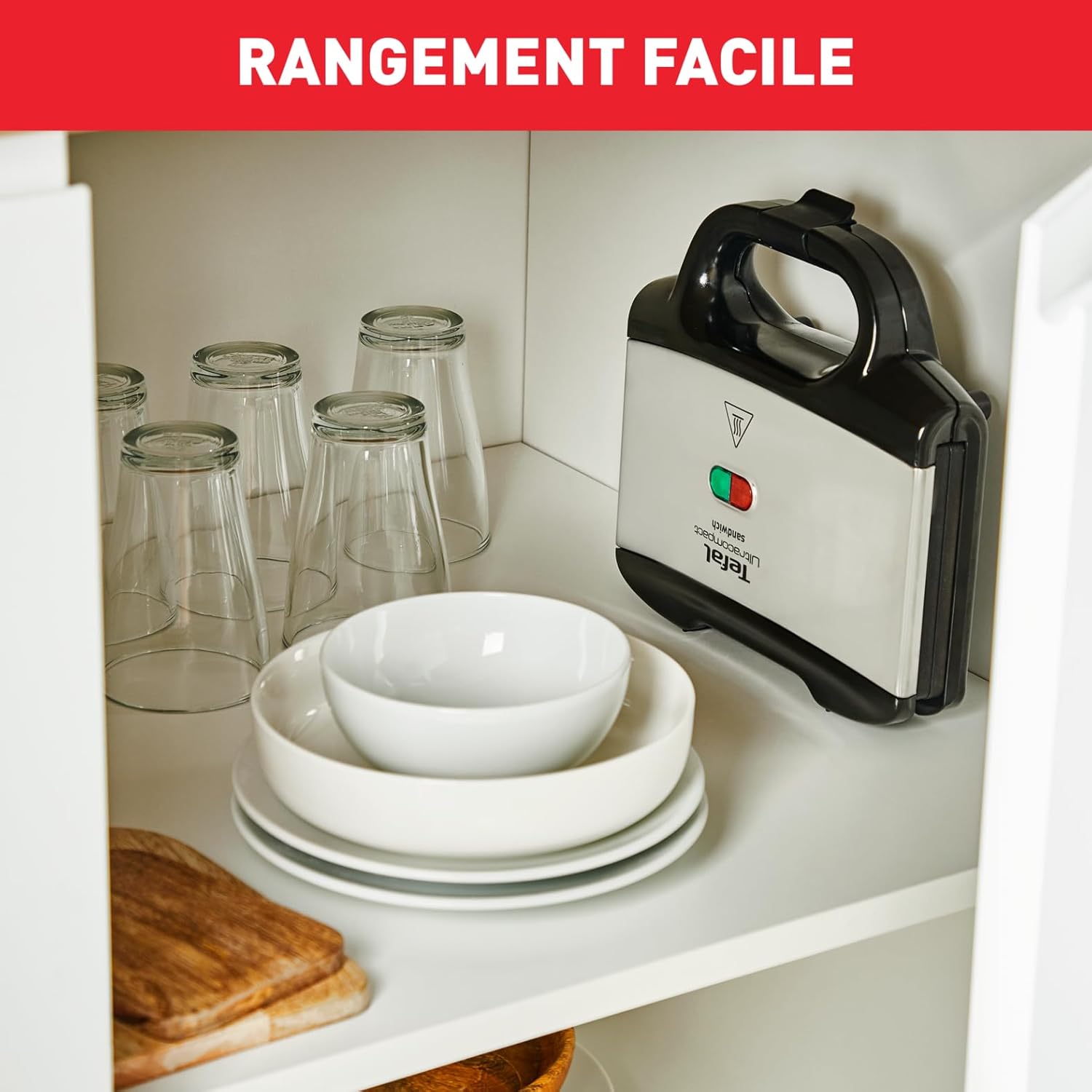 Tefal - Ultracompact - appareil croque-monsieur - rapide, rangement facile, sécurité, SM155212