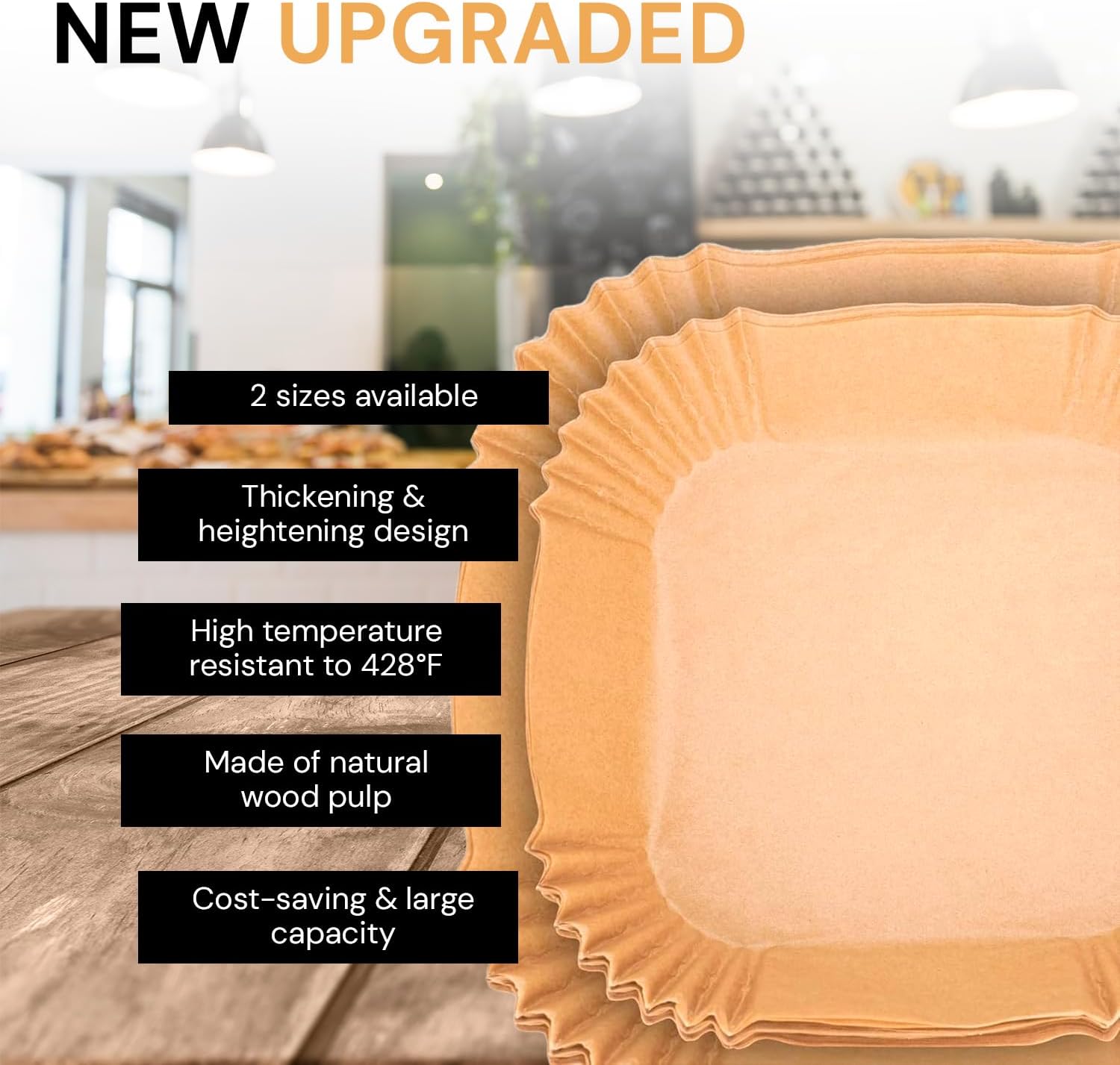 edihome - Papier cuisson air fryer - 20-24 cm - 100 unités, jetable, sans BPA